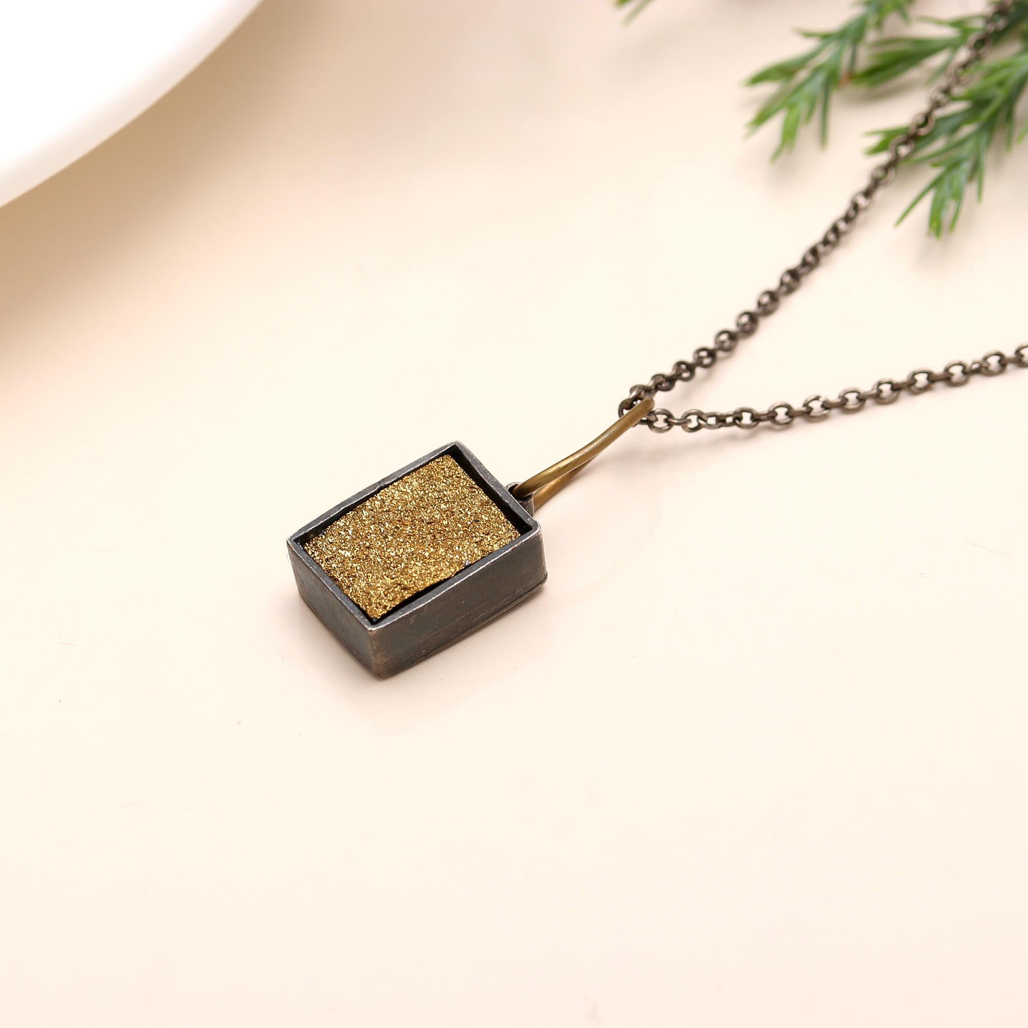 925 Silver Gold Druzy Pendant Necklace