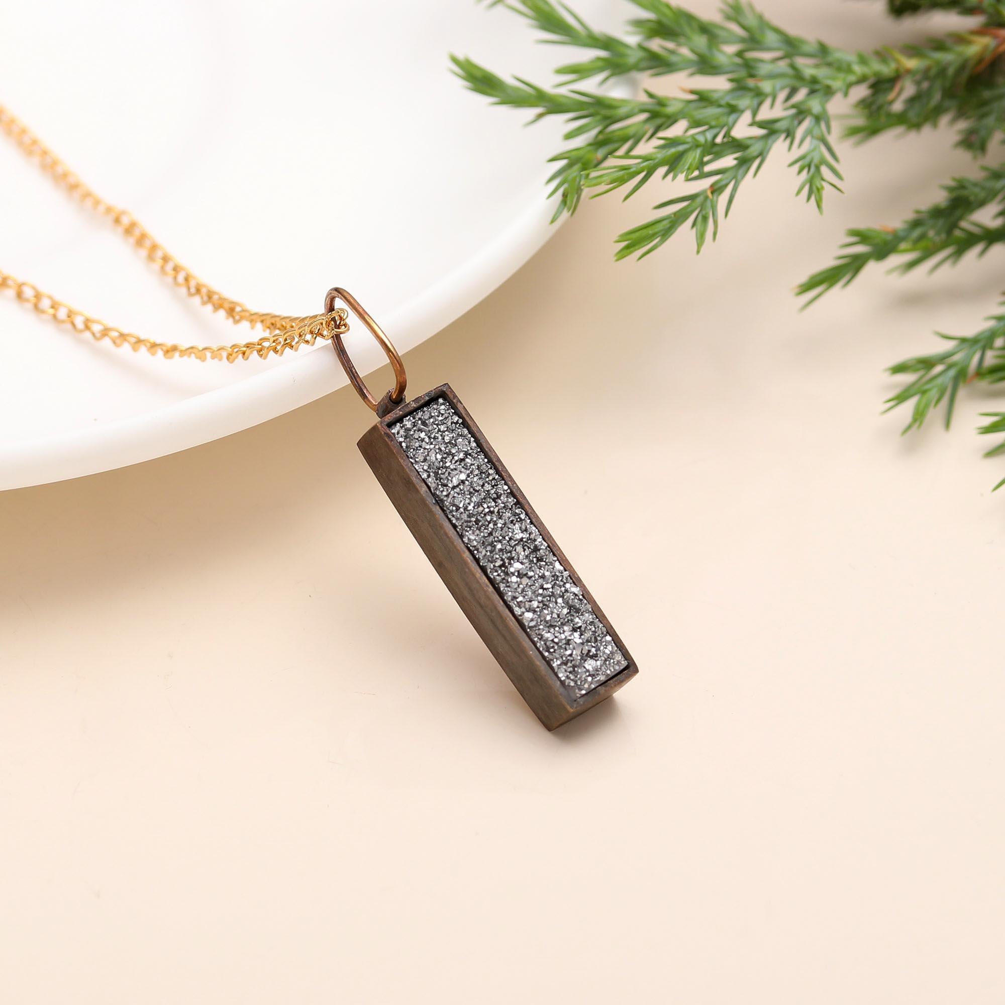 925 Silver Long Bar Pendant Necklace