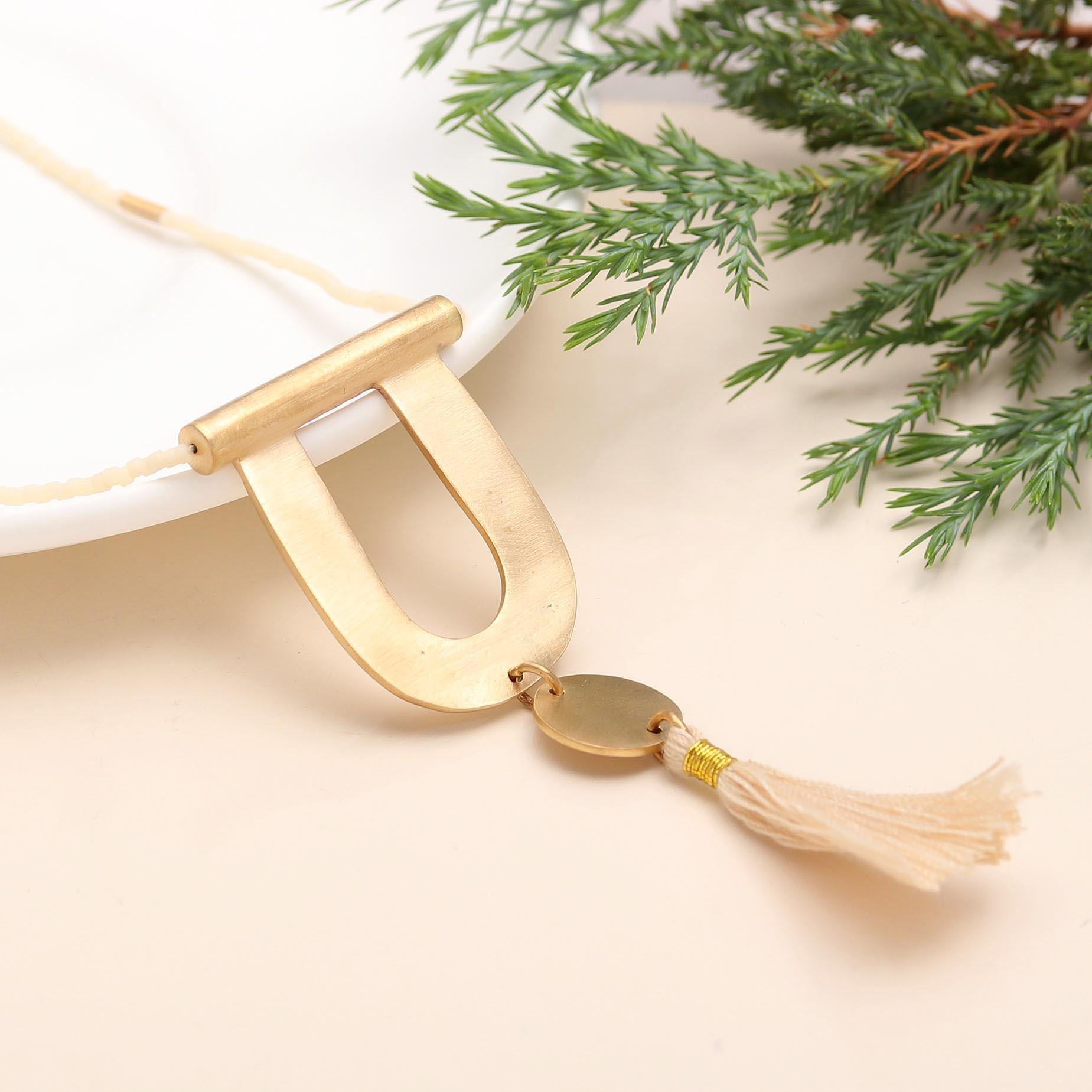 The Boho Arch: Gold U-Shape Tassel Necklace
