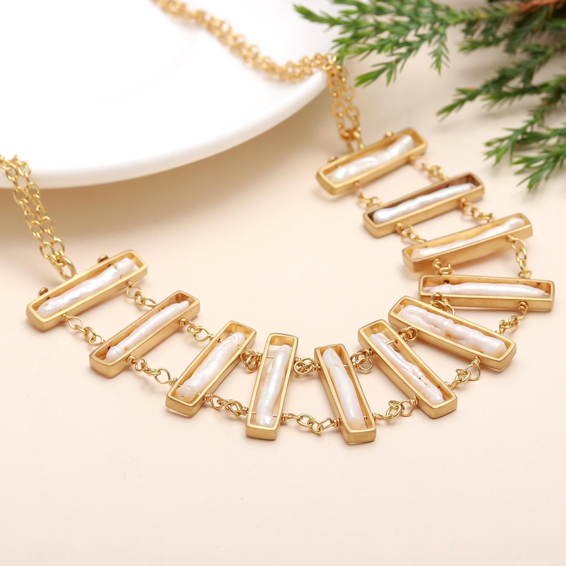 The Luminous Collar: Biwa Pearl Statement Necklace