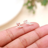 925 Sterling Silver Lightning Bolt Stud Earring With Push Backs