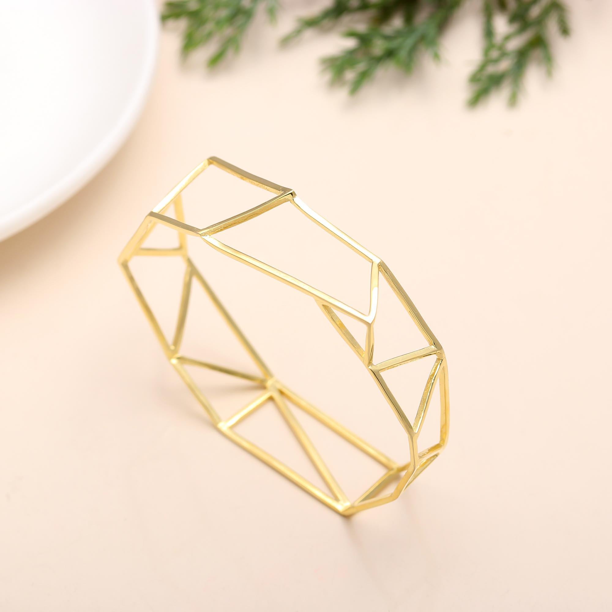 925 Silver Geometric Open Frame Bangle