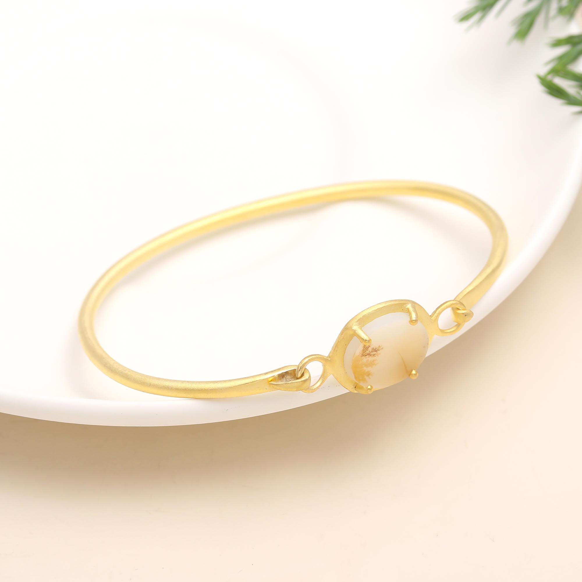 925 Silver Dendritic Agate Bangle