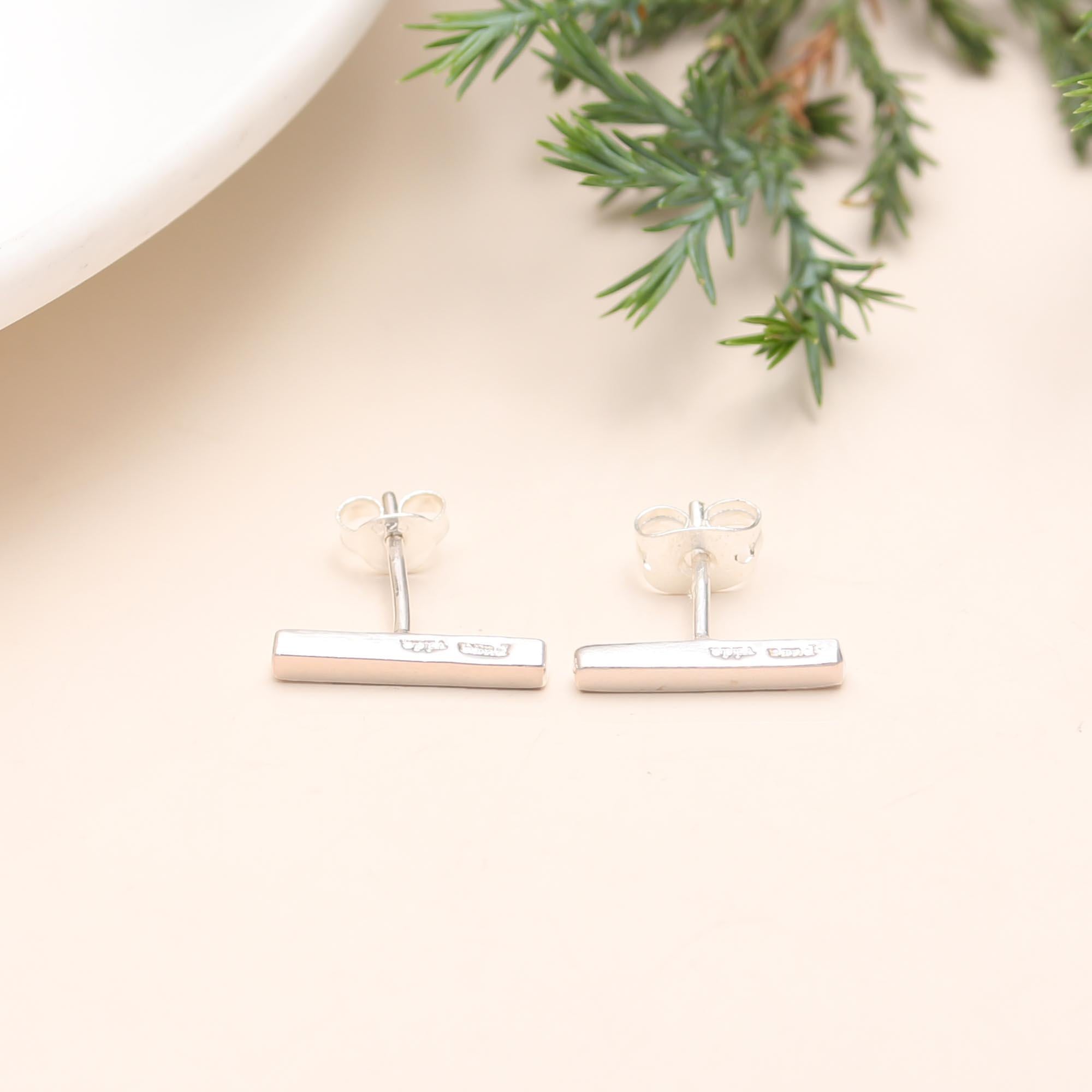 925 Sterling Silver Bar Stud Earrings