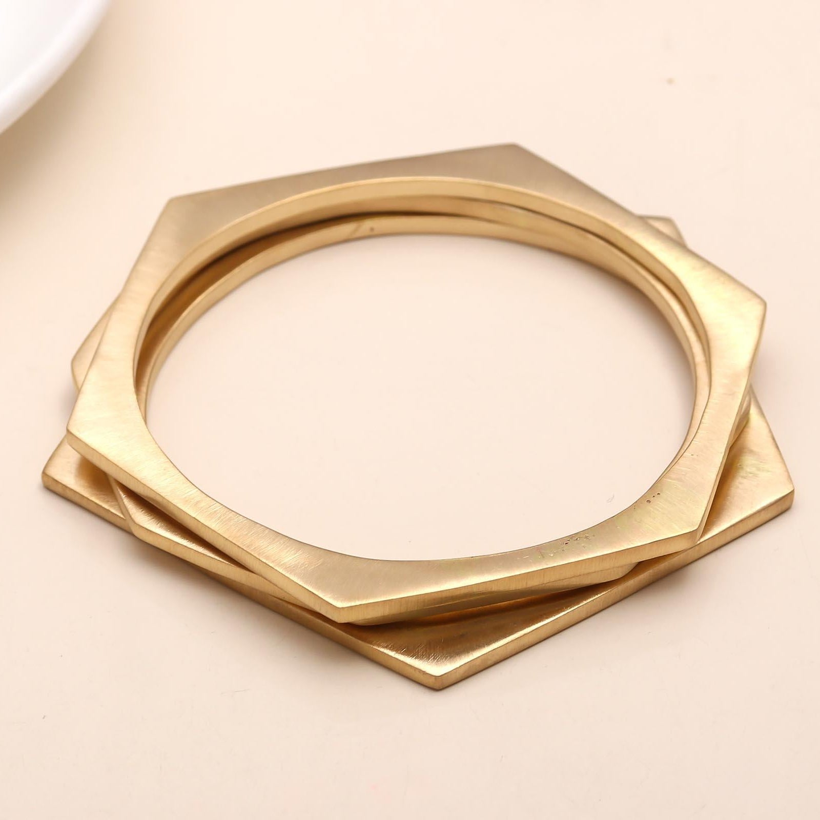 The Architectural Trio: Satin Gold Bangle Set