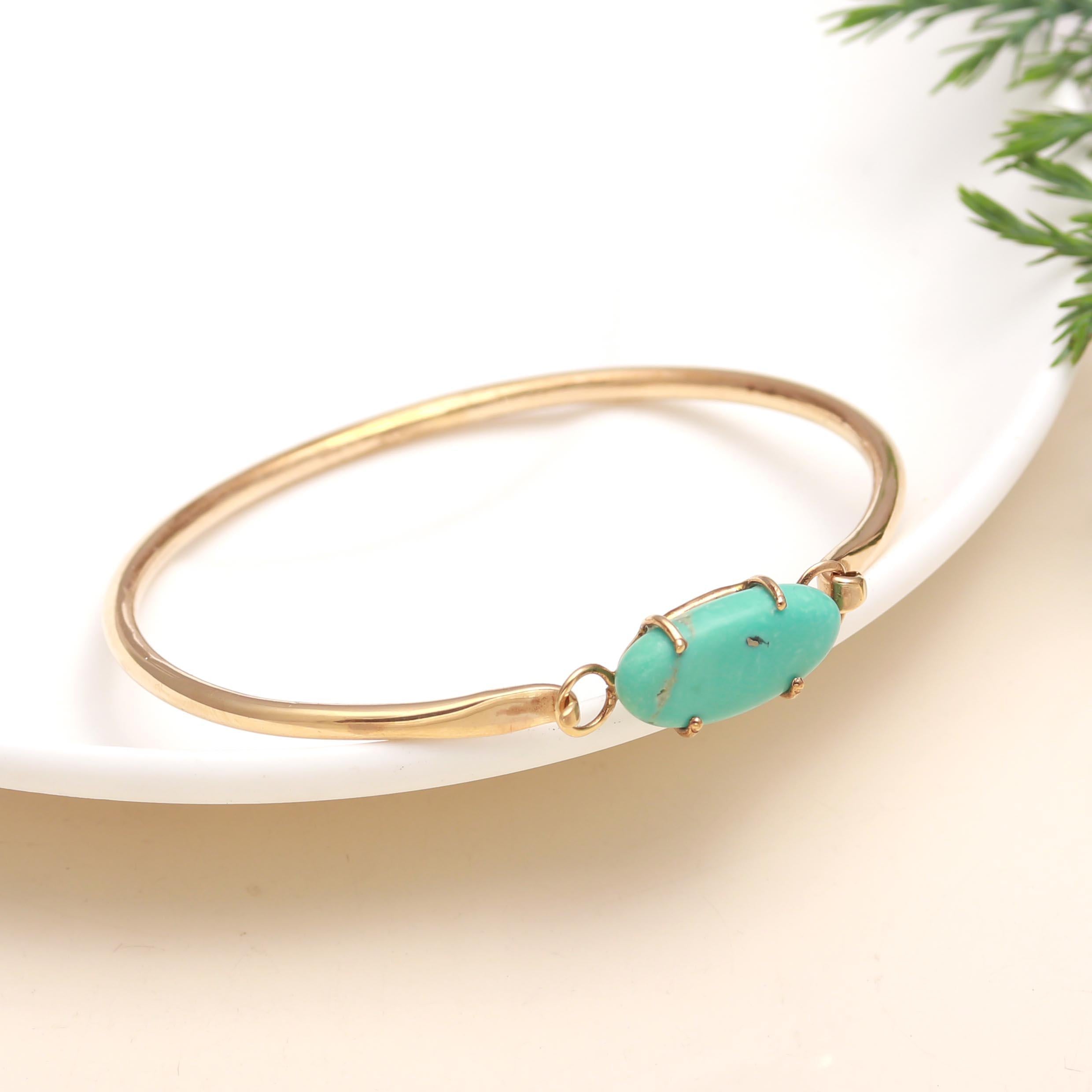 Turquoise Solid Brass Cuff Bracelet