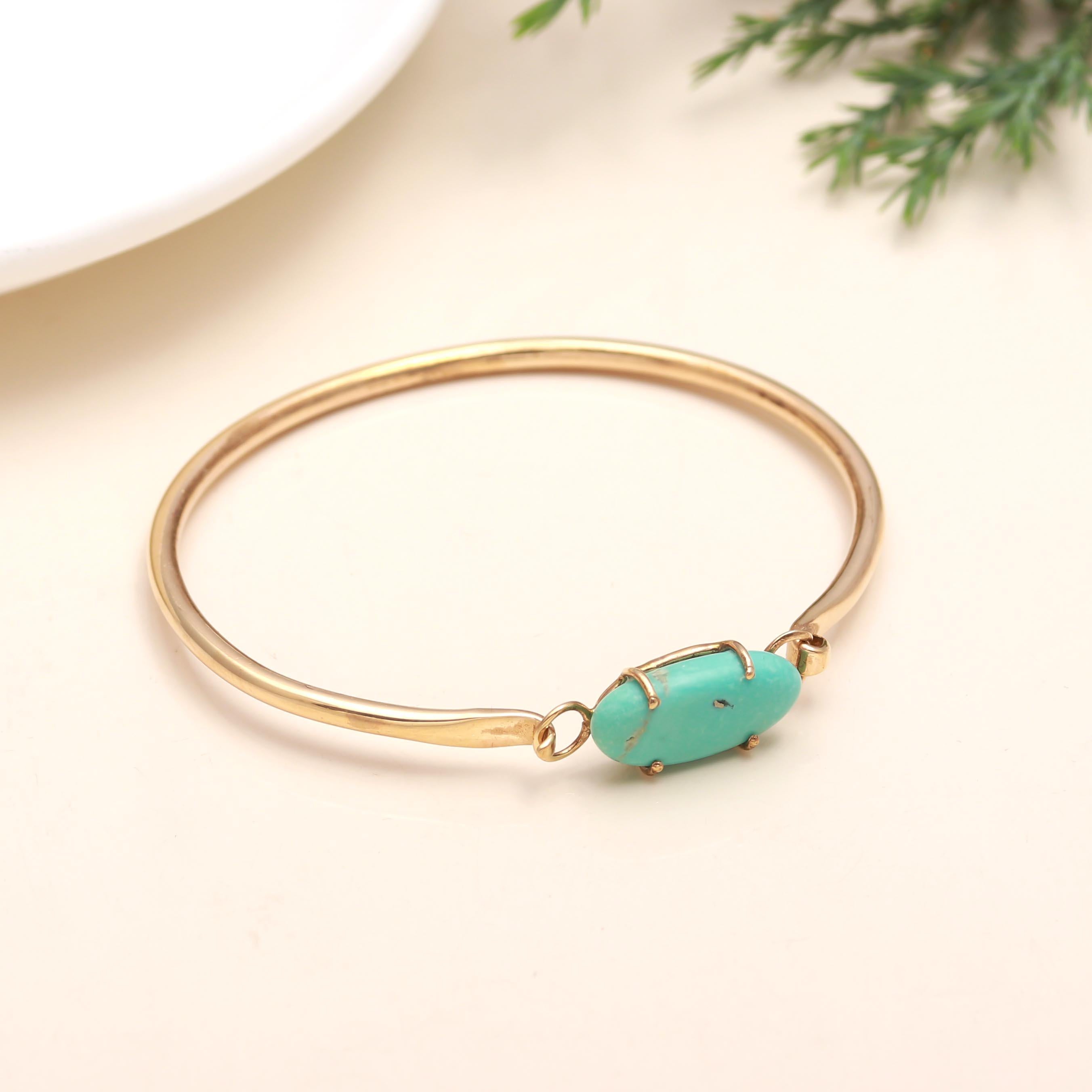 Turquoise Solid Brass Cuff Bracelet