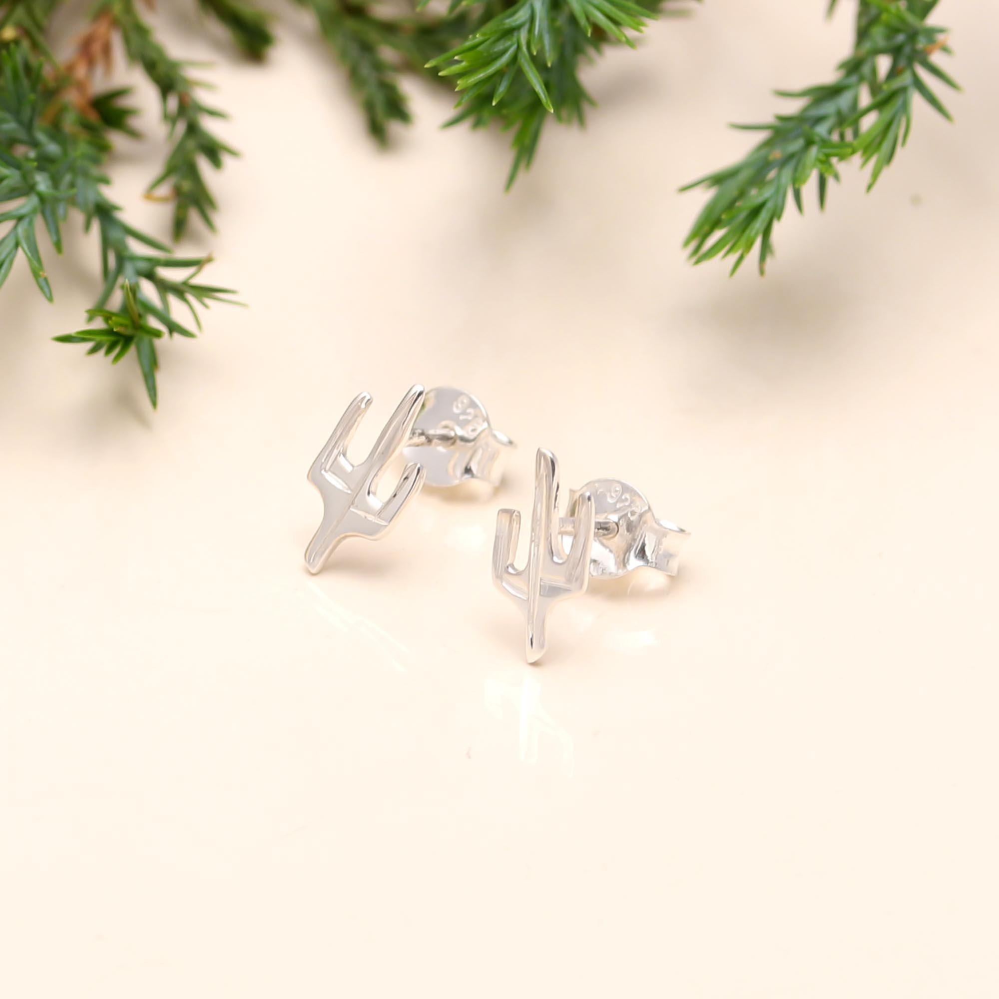 925 Sterling Silver Cactus Stud Earrings