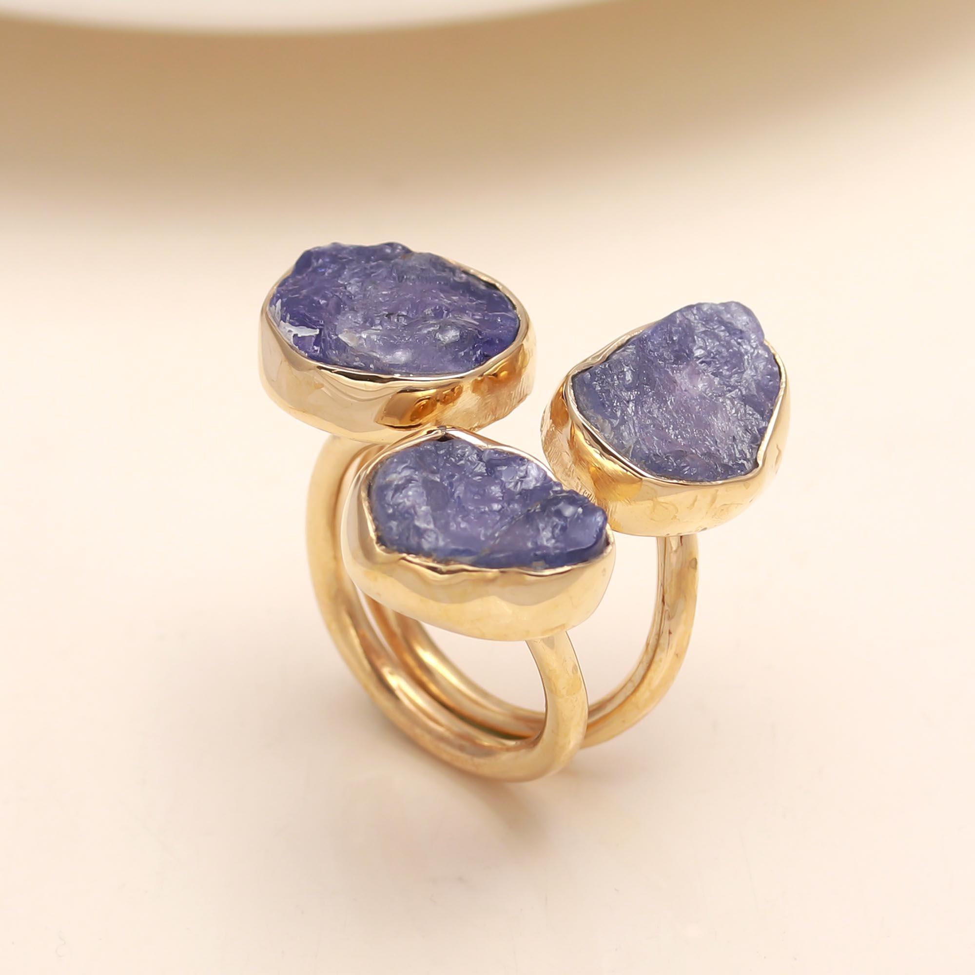 925 Silver Raw Tanzanite Ring
