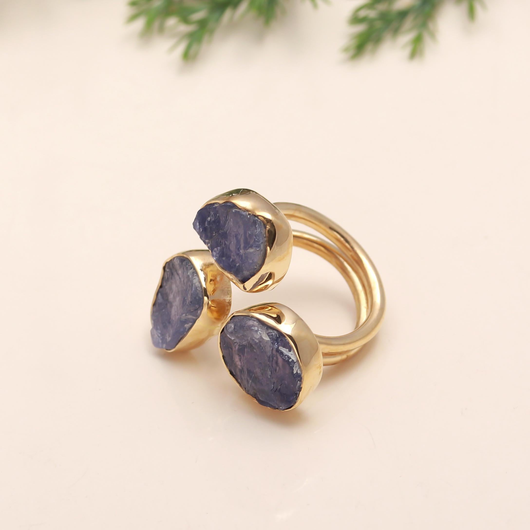 925 Silver Raw Tanzanite Ring