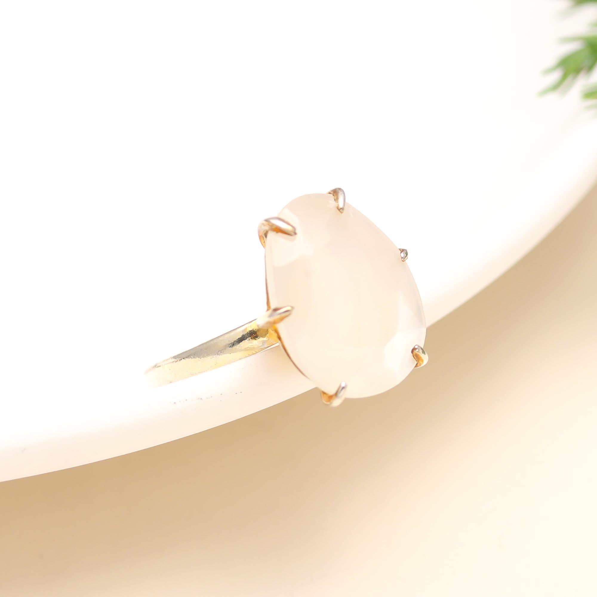 925 Silver White Chalcedony Ring