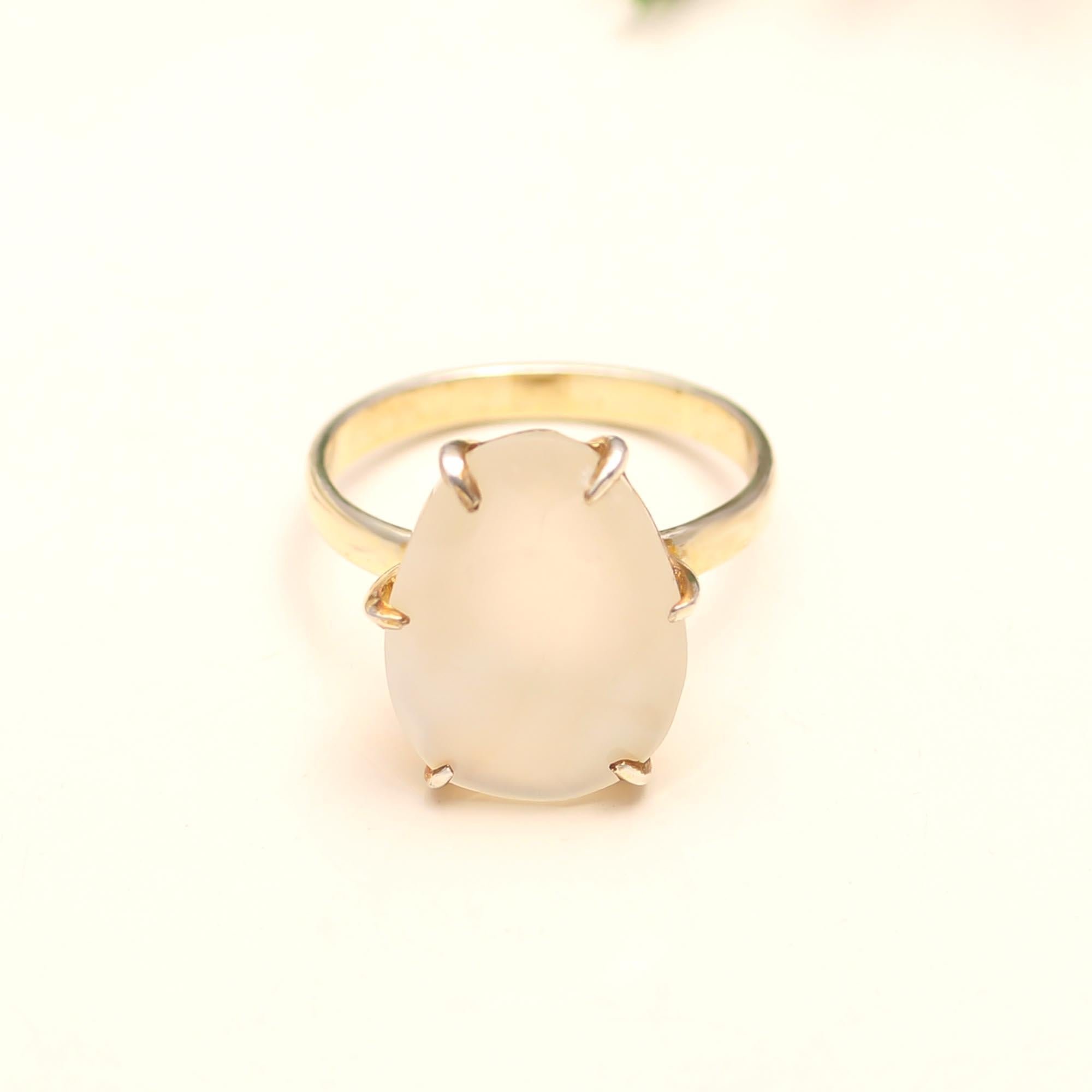 925 Silver White Chalcedony Ring