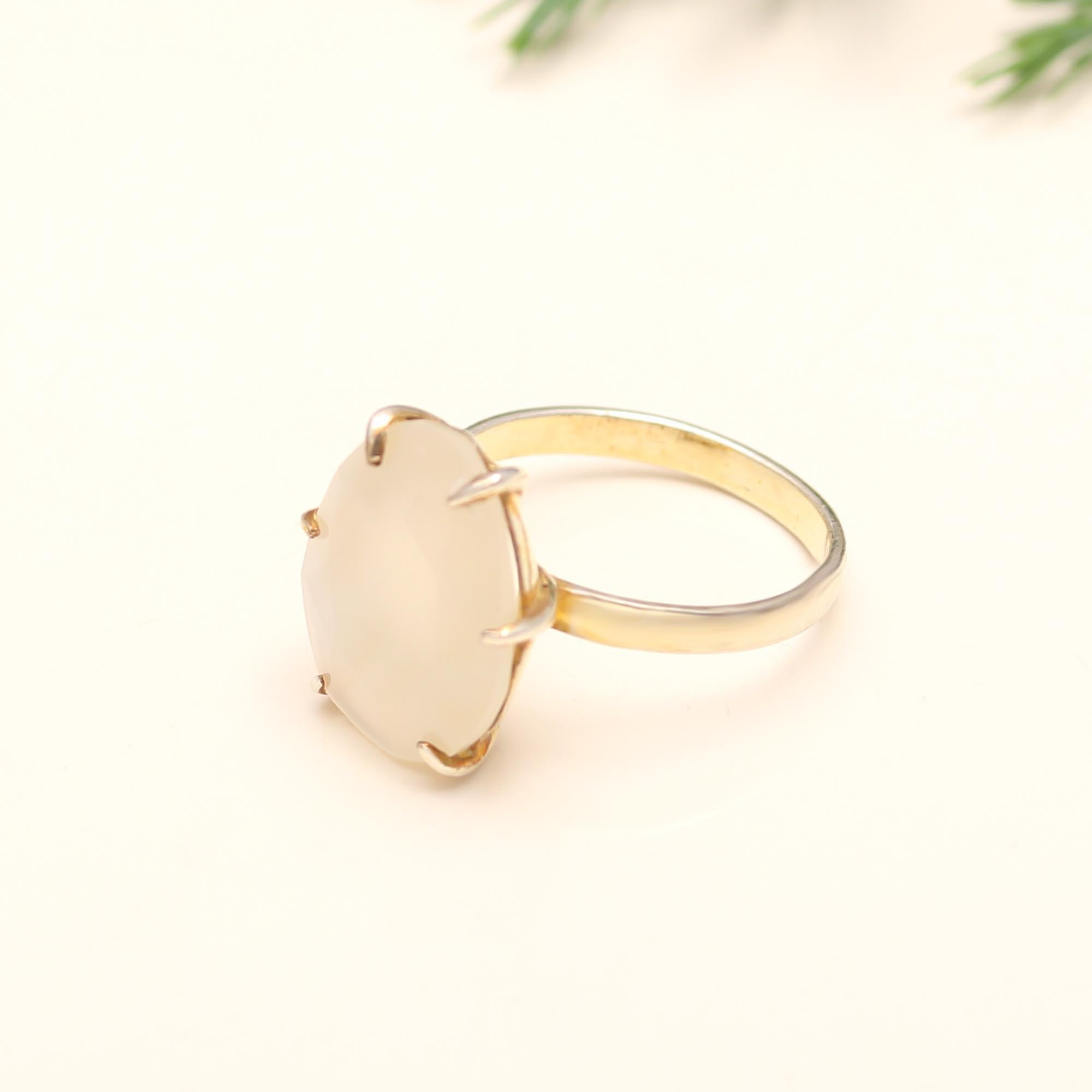 925 Silver White Chalcedony Ring