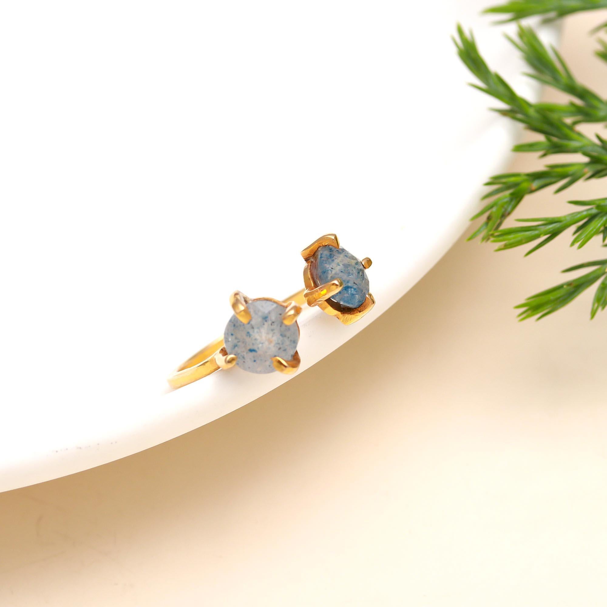 925 Silver Blue Druzy Open Ring