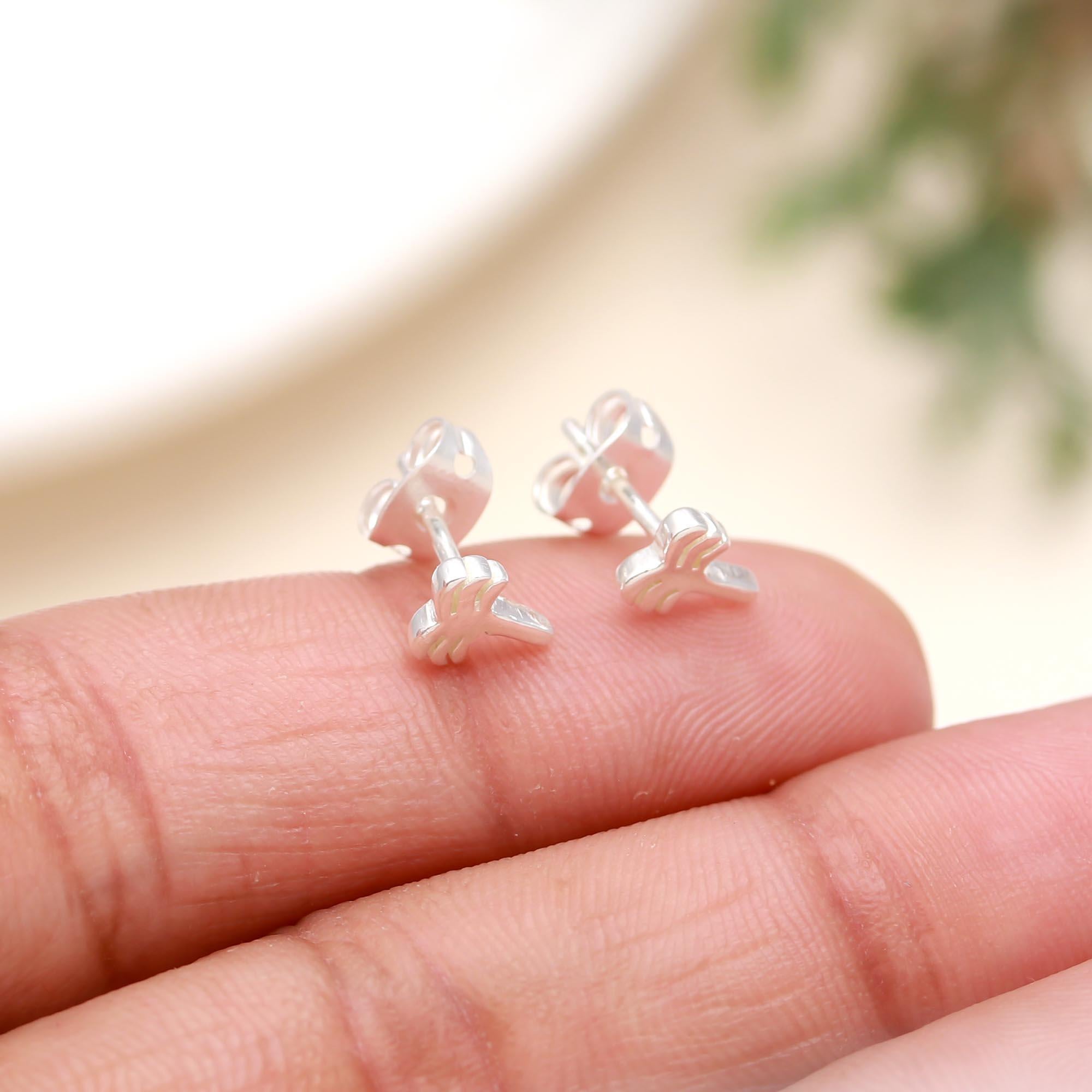 925 Sterling Silver Palm Coconut Stud Earrings Push Back