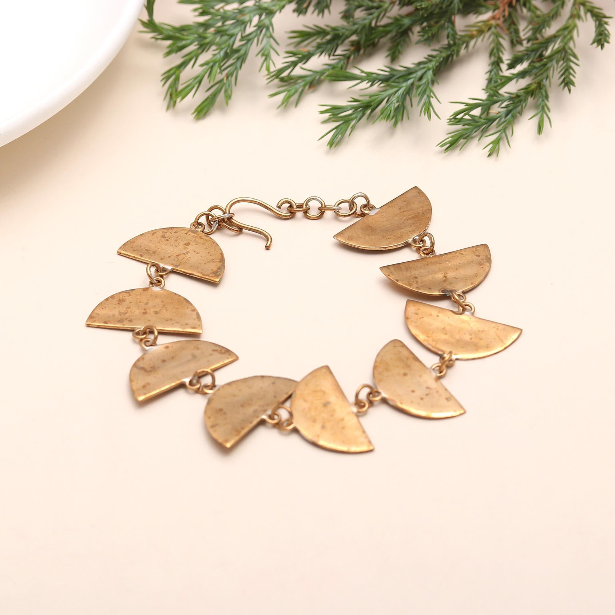 925 Silver Half-Moon Link Bracelet