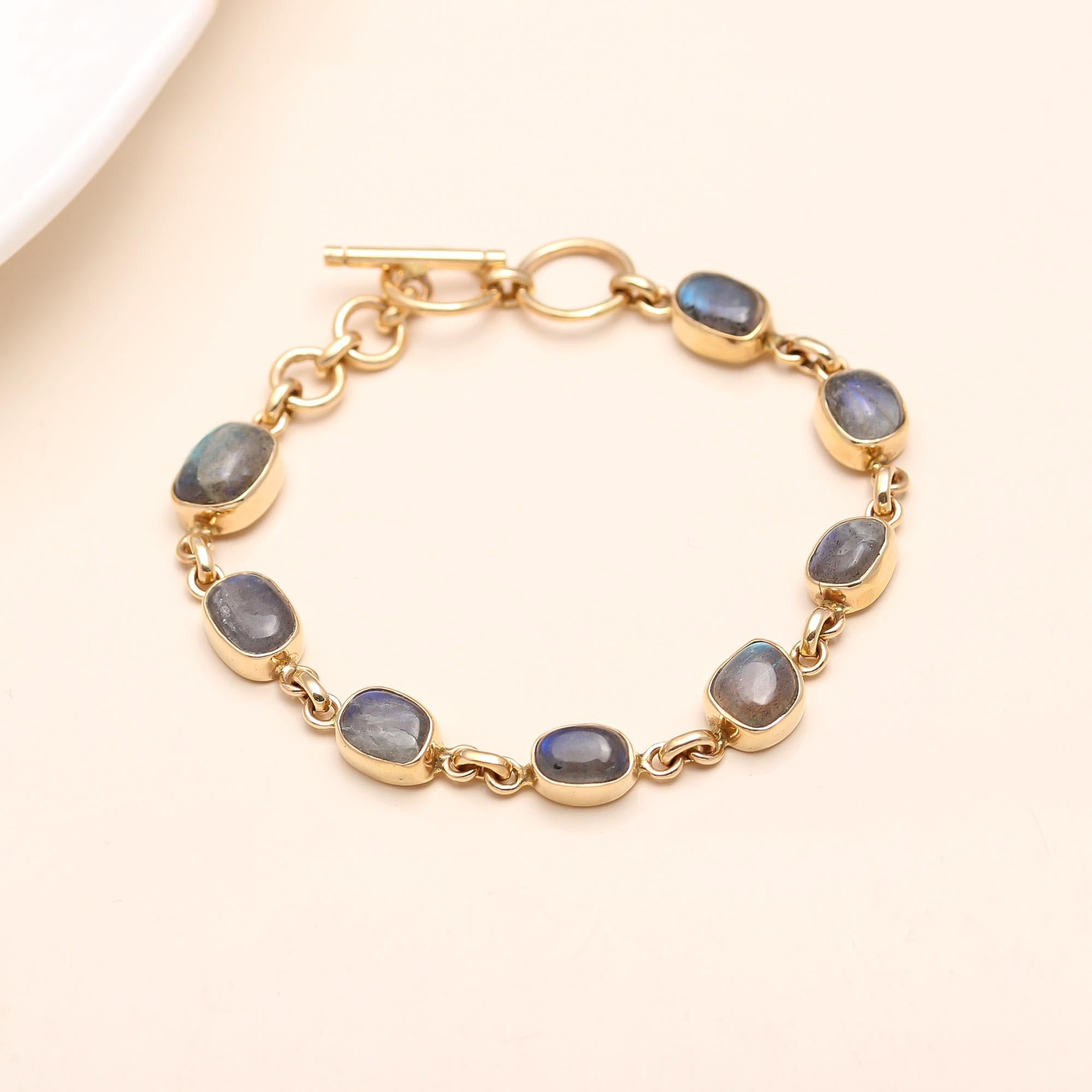 Solid Brass Labradorite Bracelet