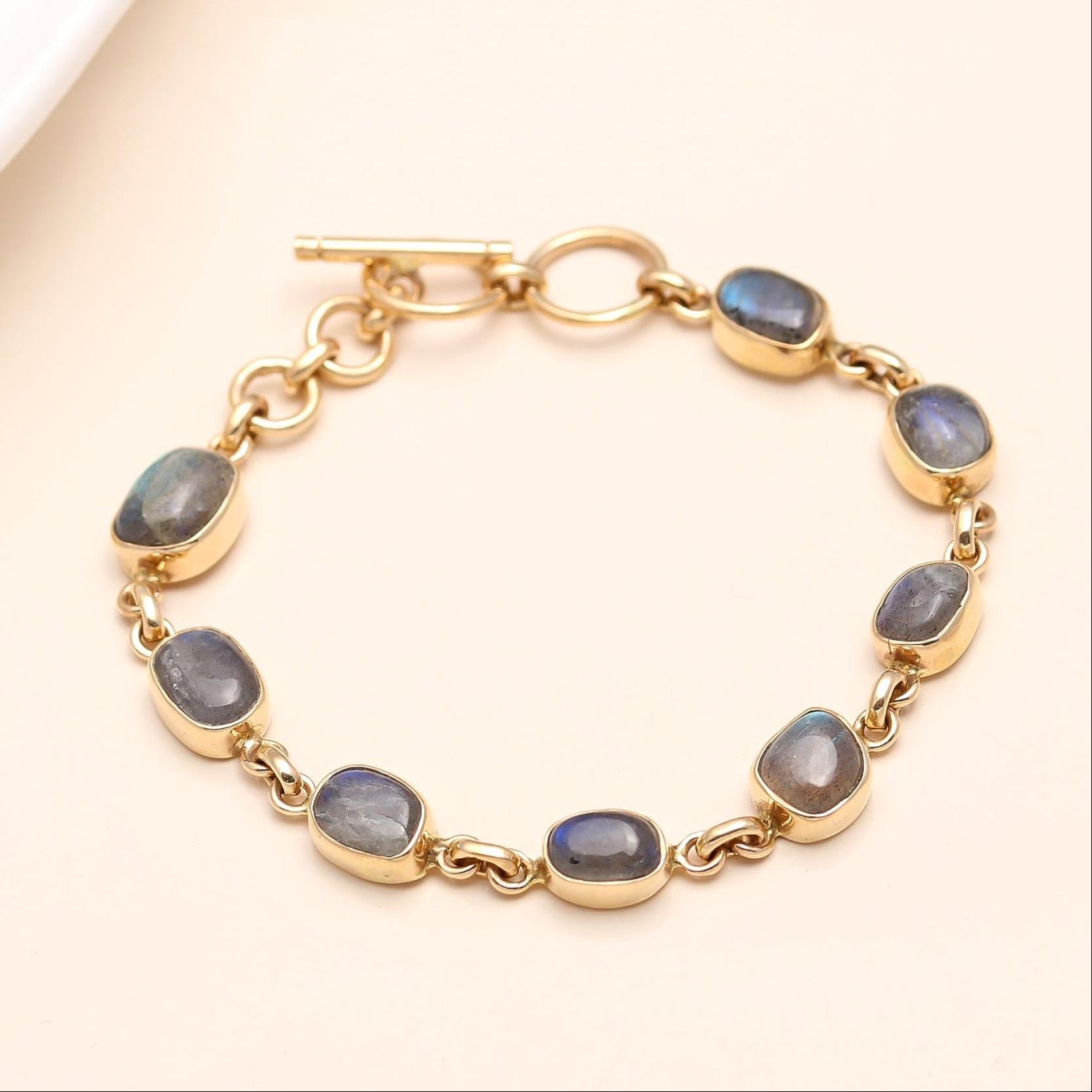 The Mystical Chain: Labradorite Gold Toggle Bracelet