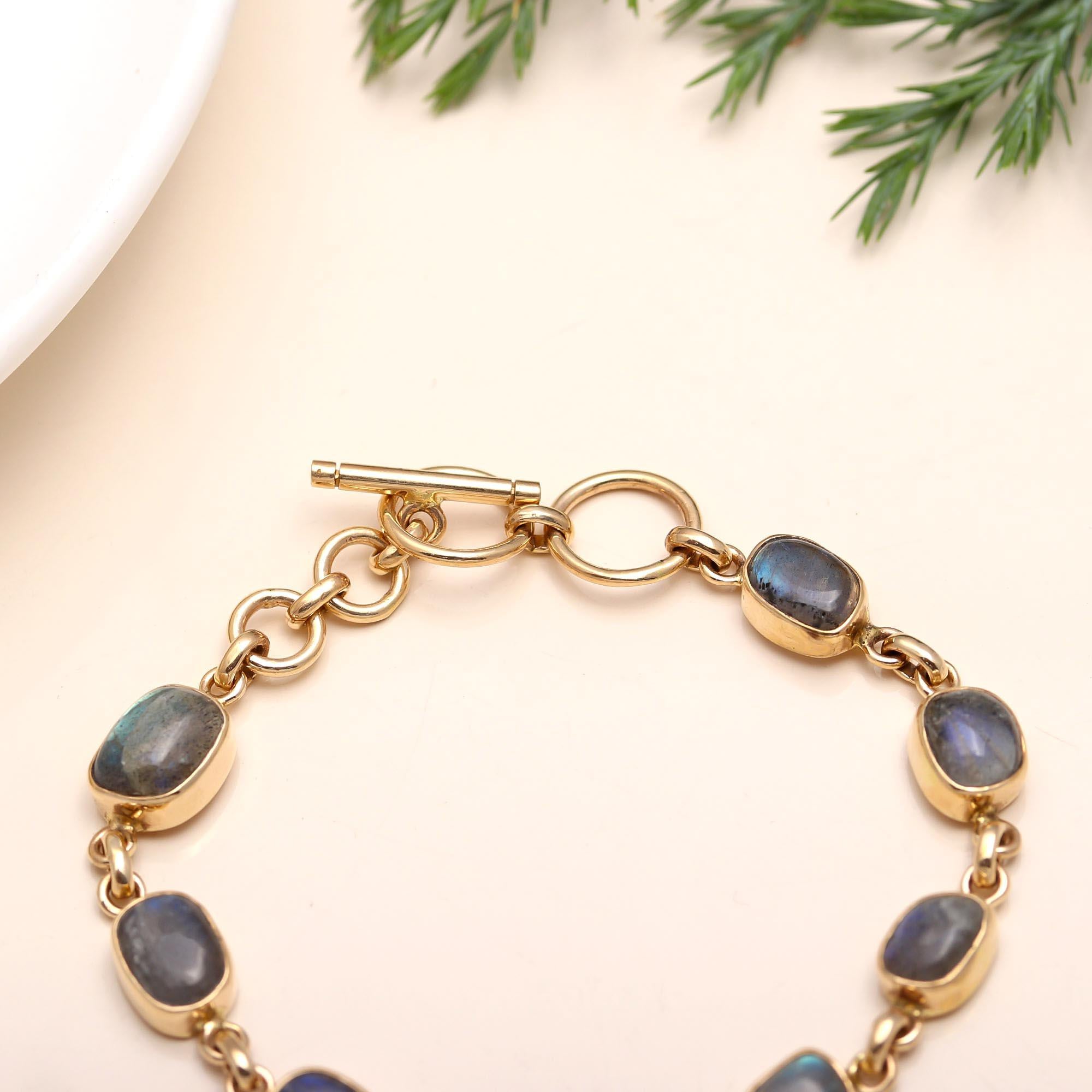 Solid Brass Labradorite Bracelet