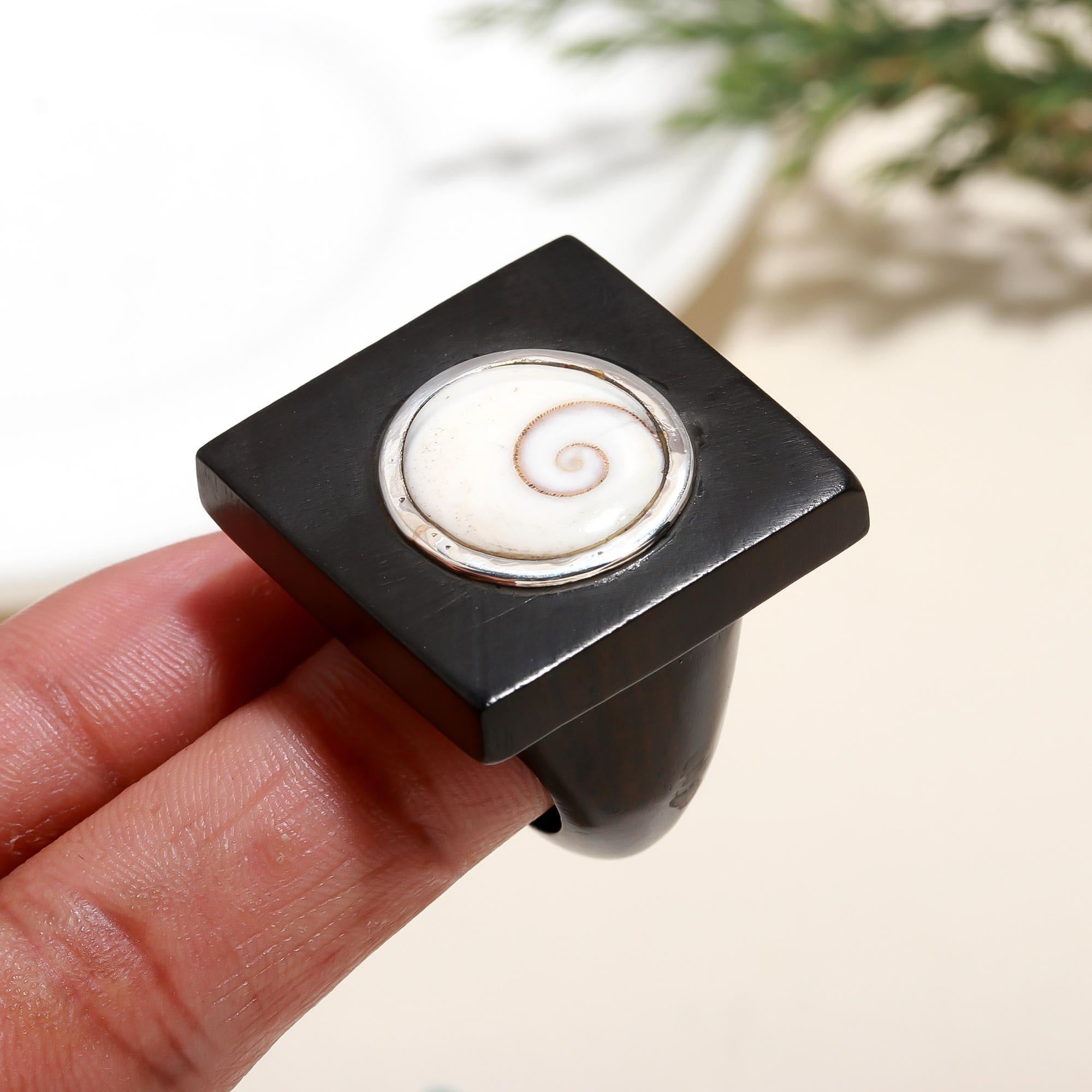 925 Silver Square Shell Ring