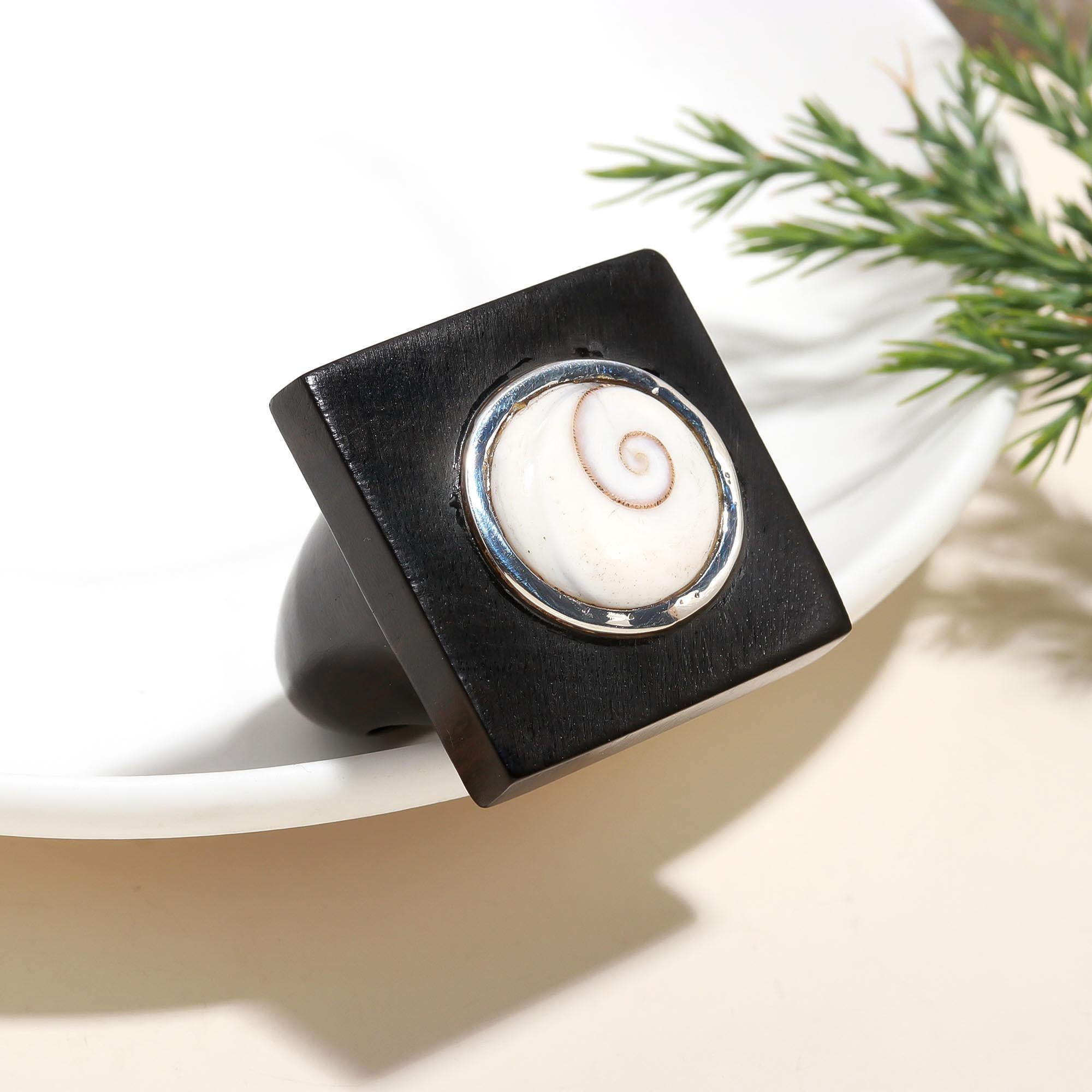 925 Silver Square Shell Ring