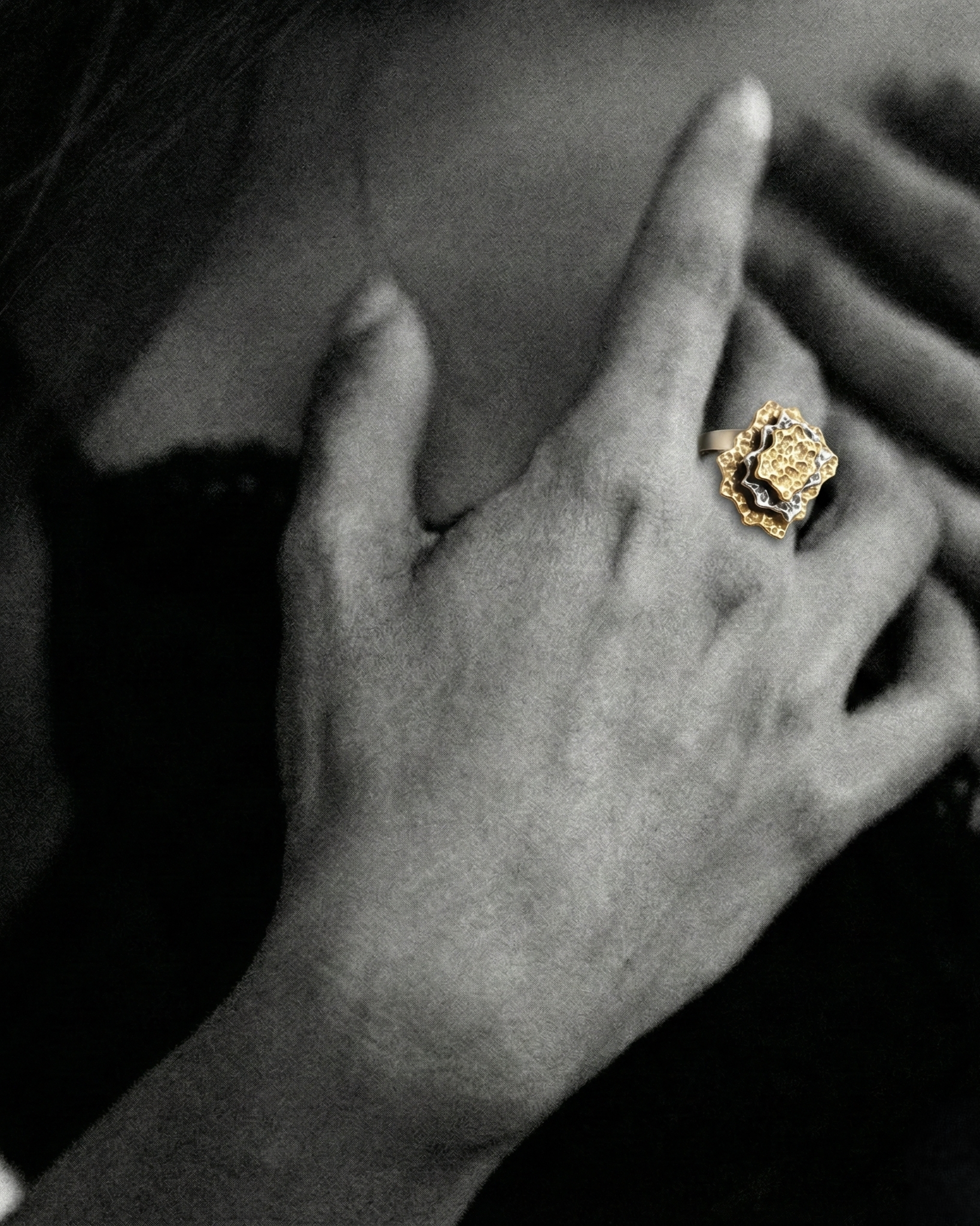 925 Silver Layered Textured Ring