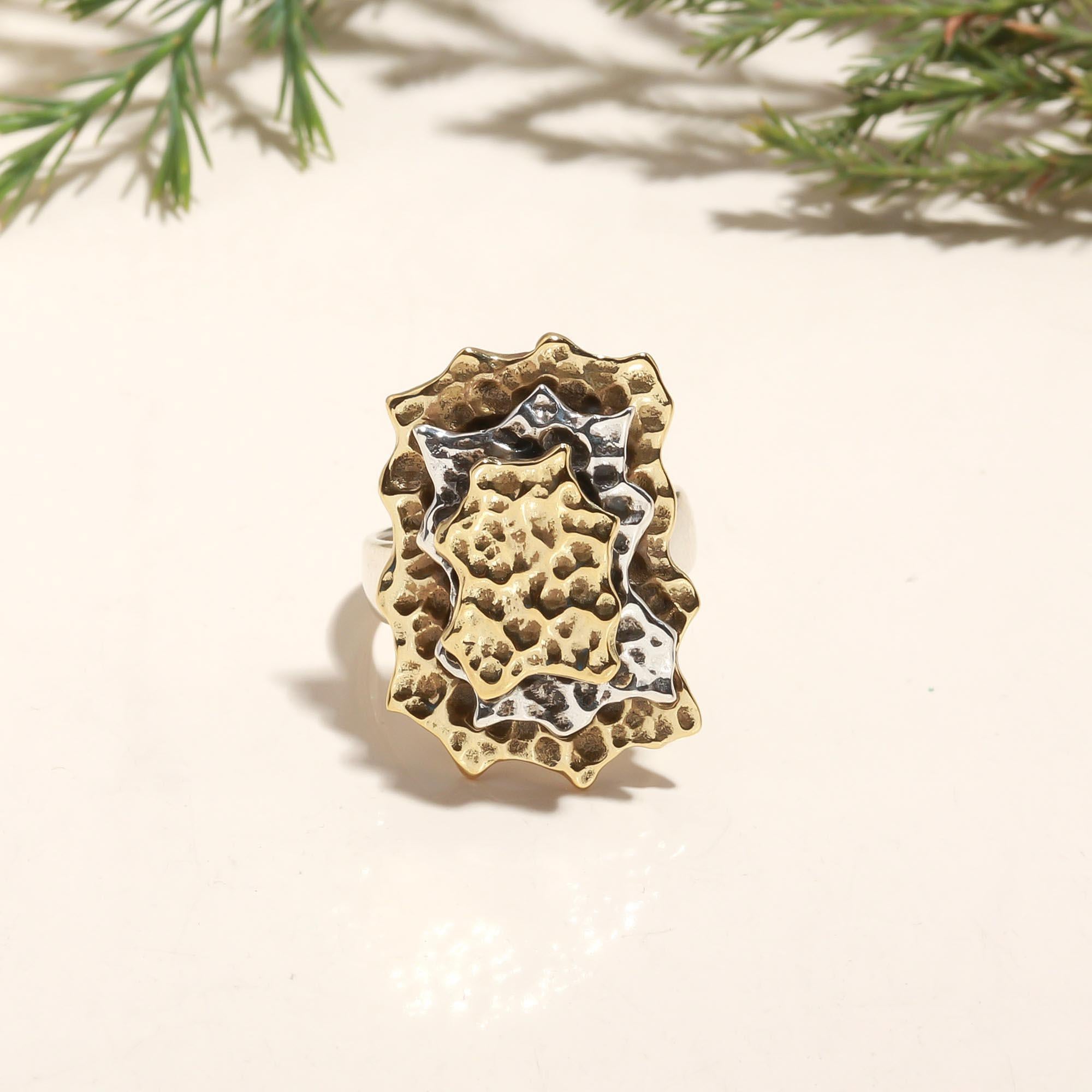 925 Silver Layered Textured Ring