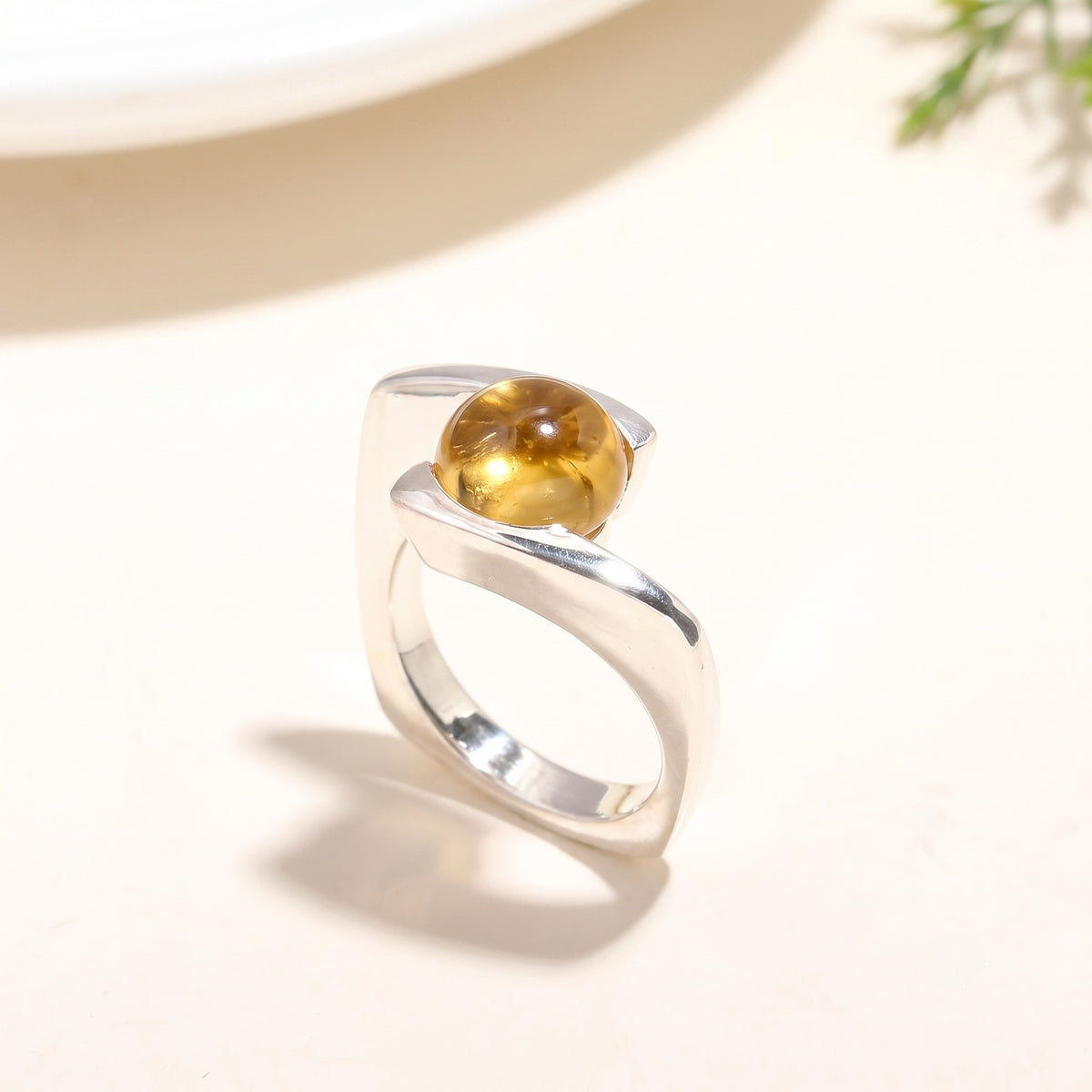 925 Silver Round Amethyst Ring