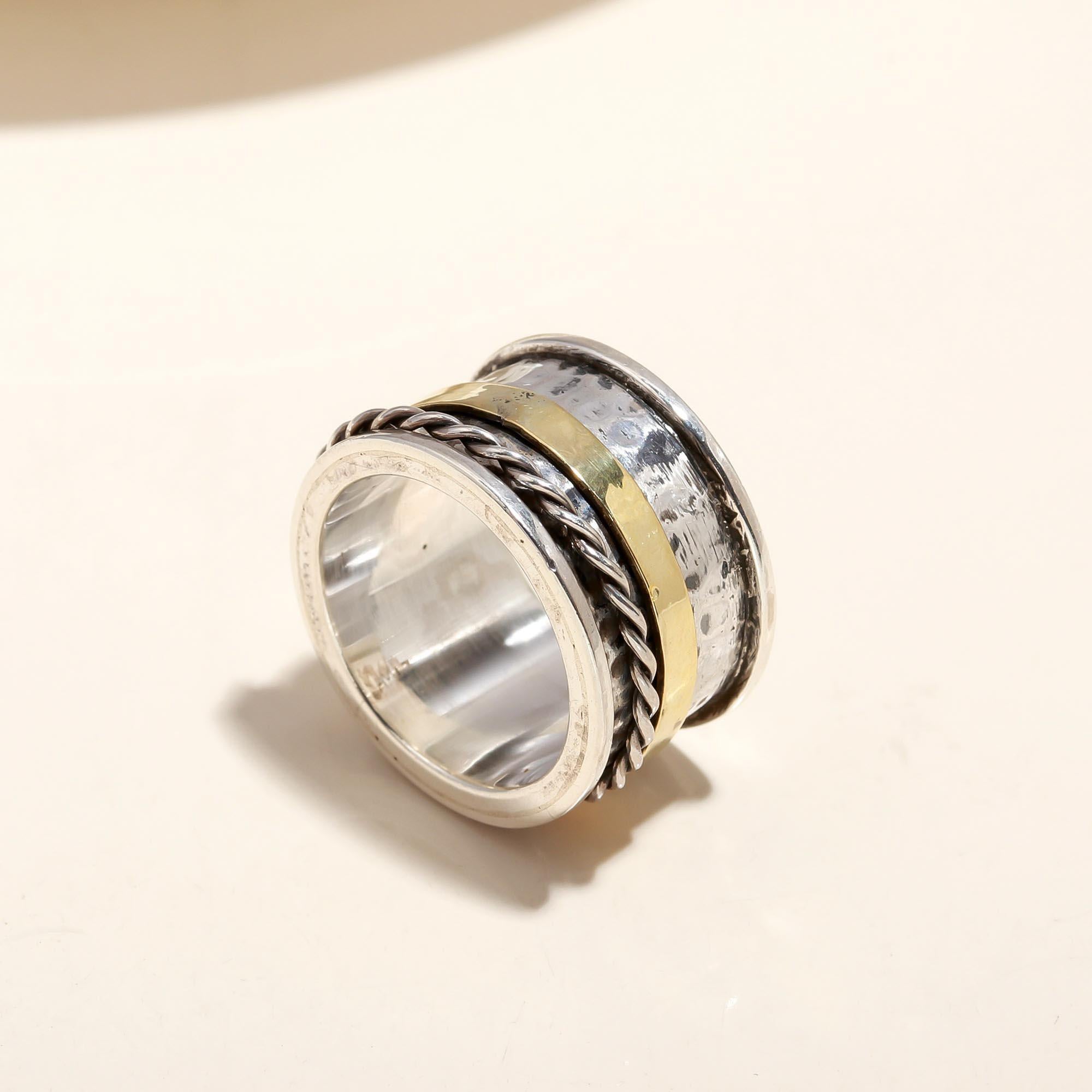 925 Silver Hammered Spinner Ring