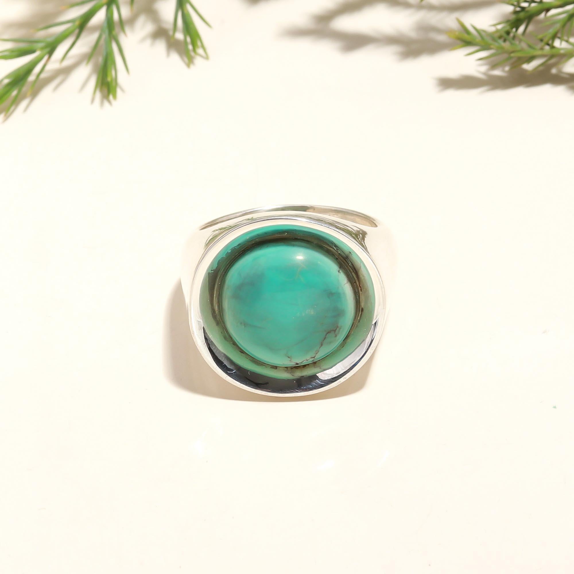 925 Silver Round Turquoise Ring