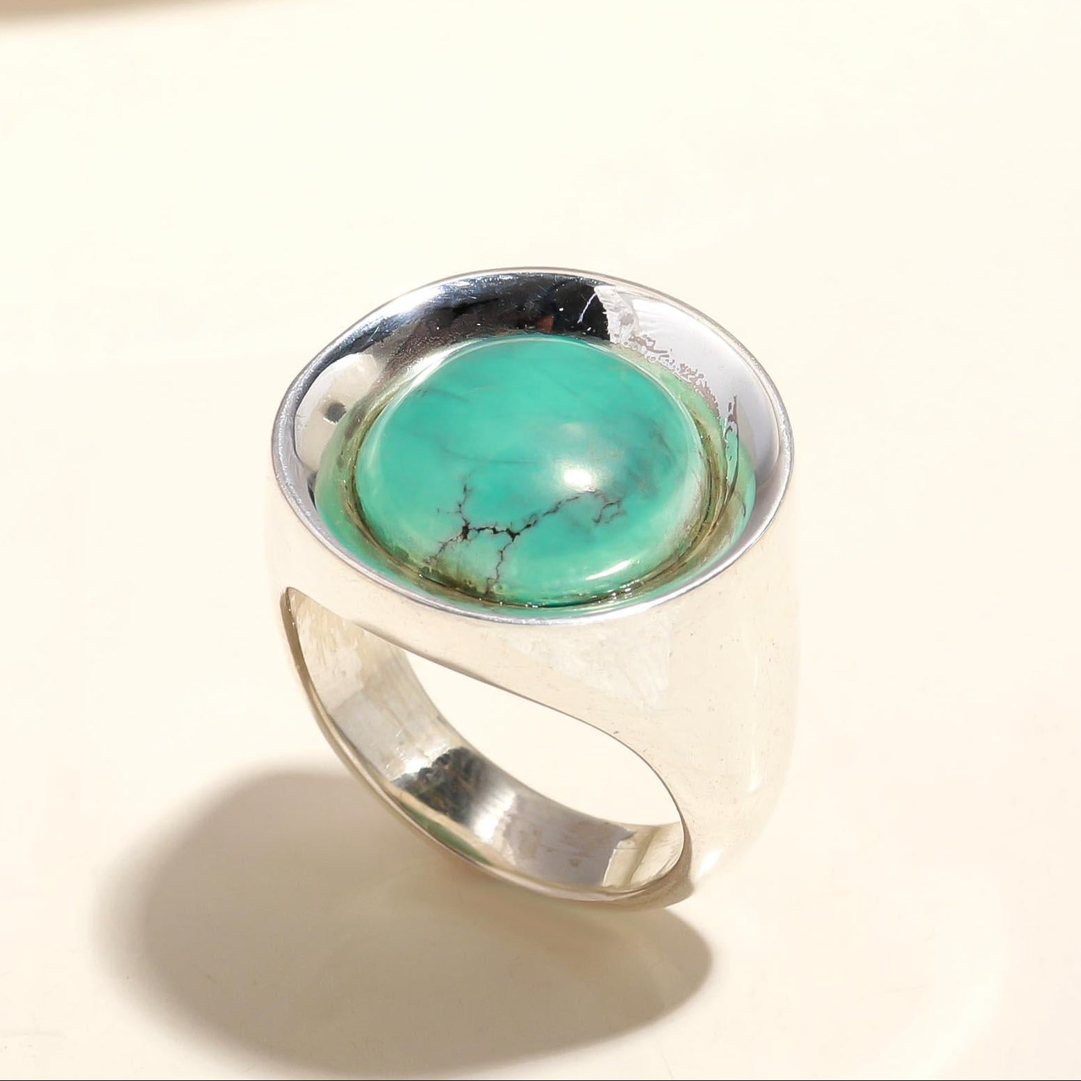 925 Silver Round Turquoise Ring