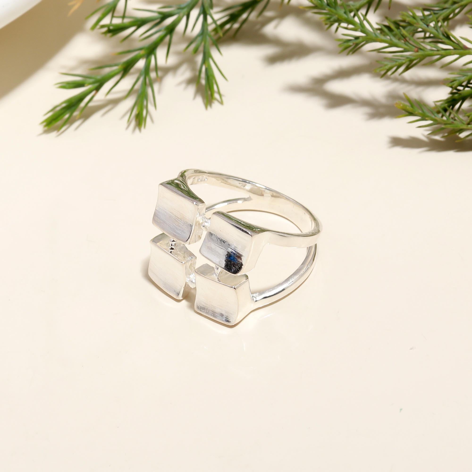925 Silver Four Square Ring