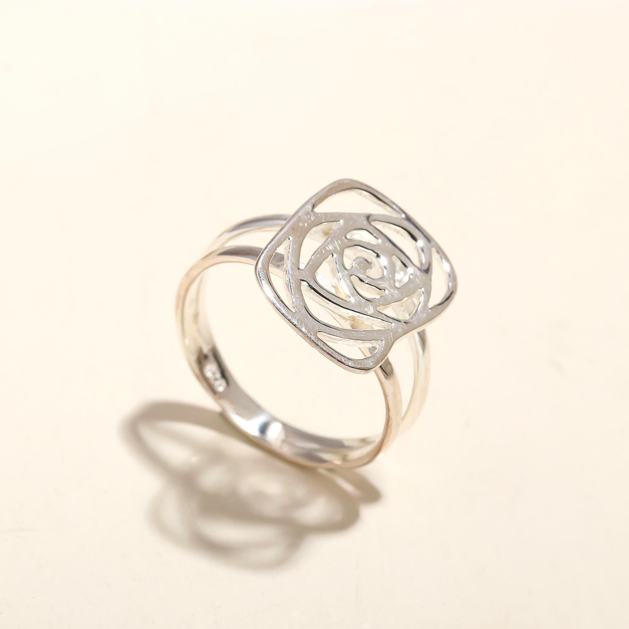 925 Silver Open Rose Ring