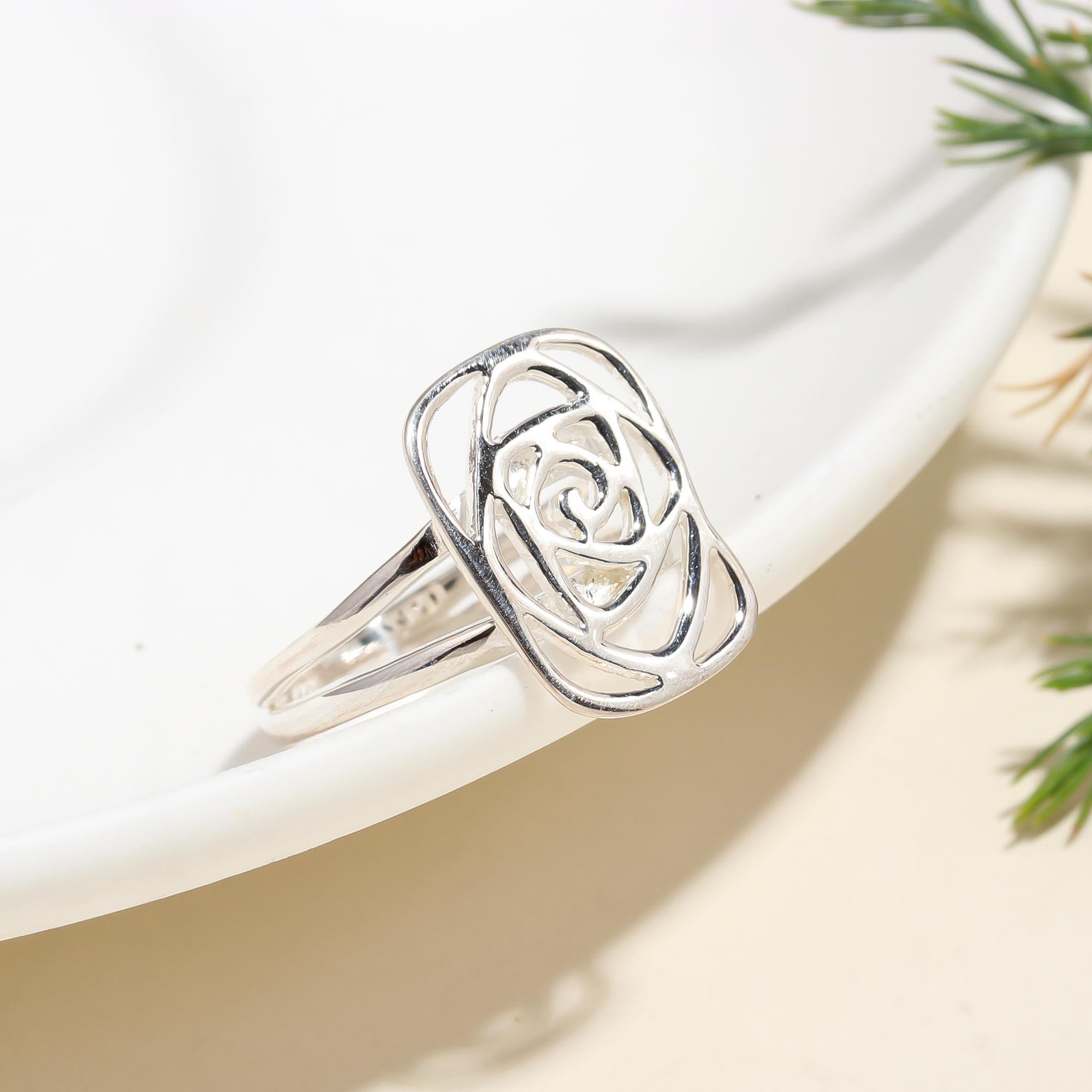 925 Silver Open Rose Ring