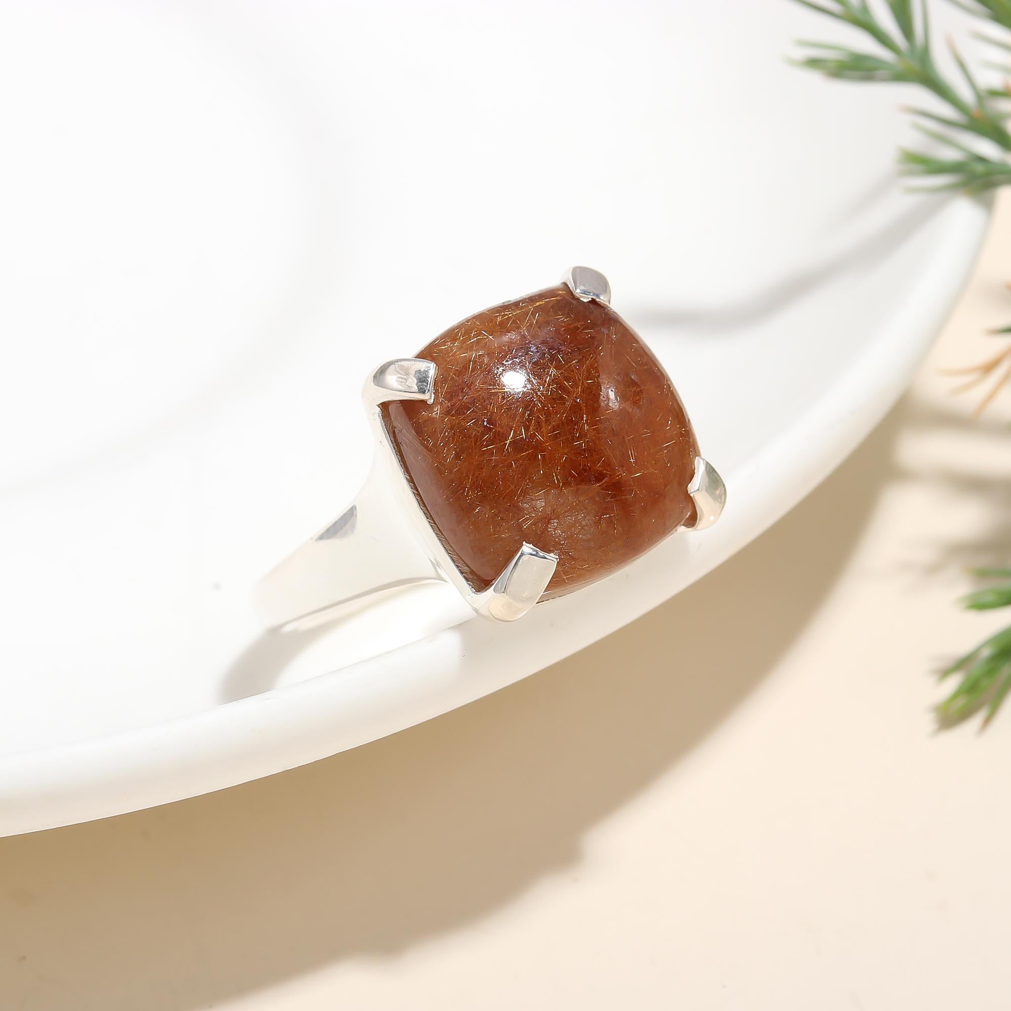 925 Silver Rutilated Quartz Ring