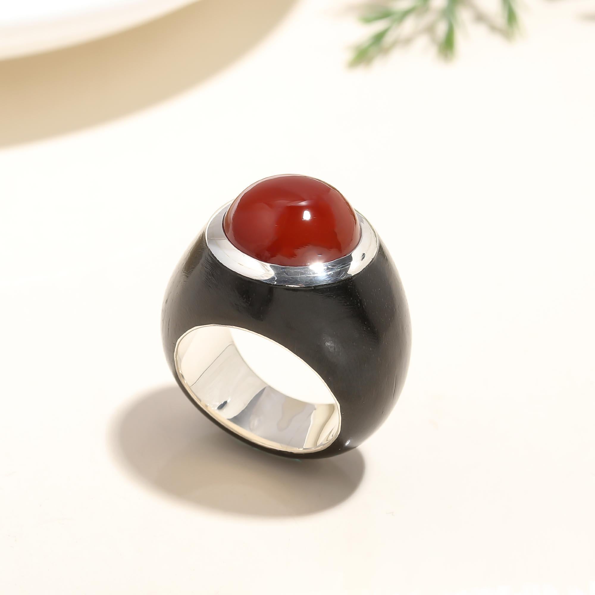 925 Silver Red Carnelian Ring