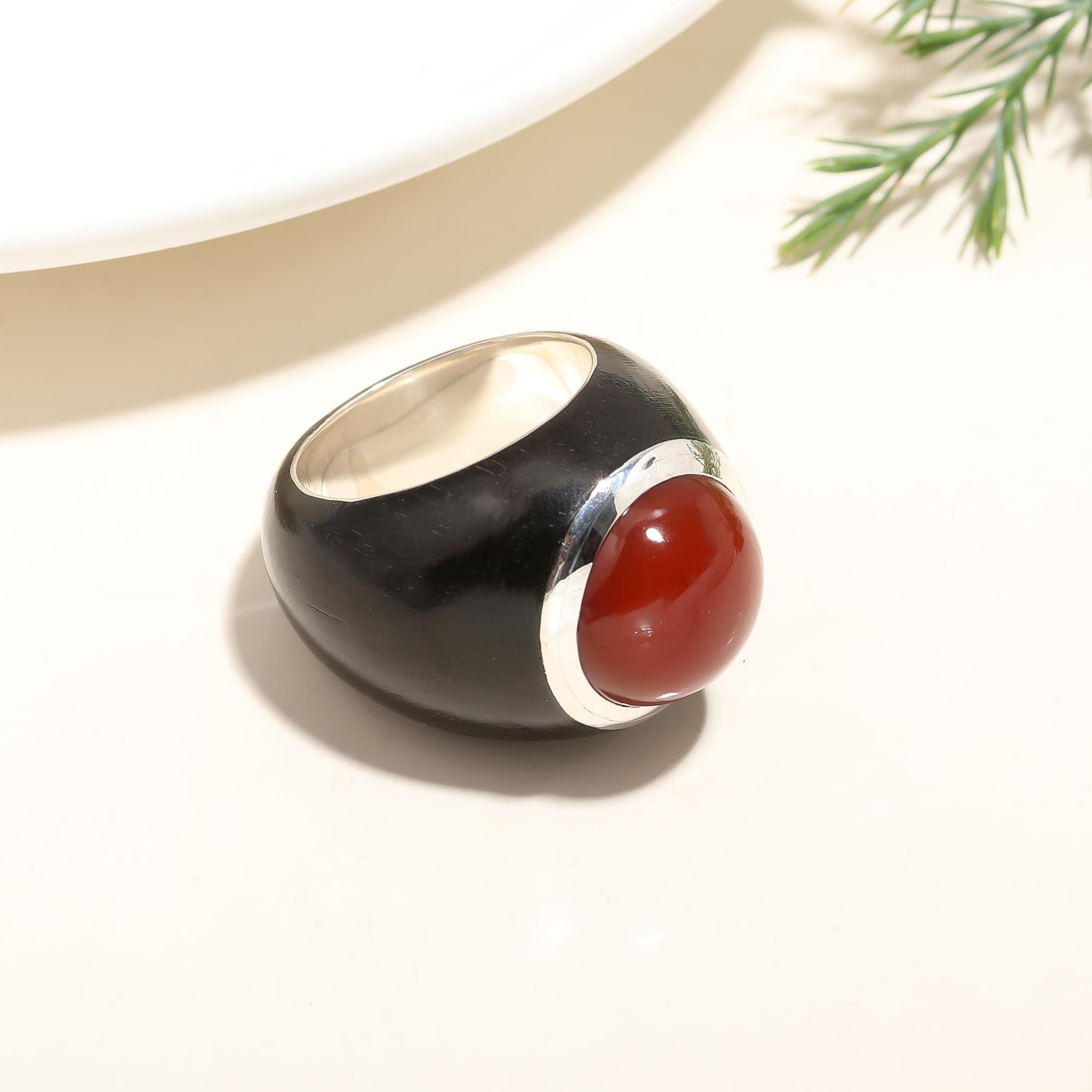 925 Silver Red Carnelian Ring