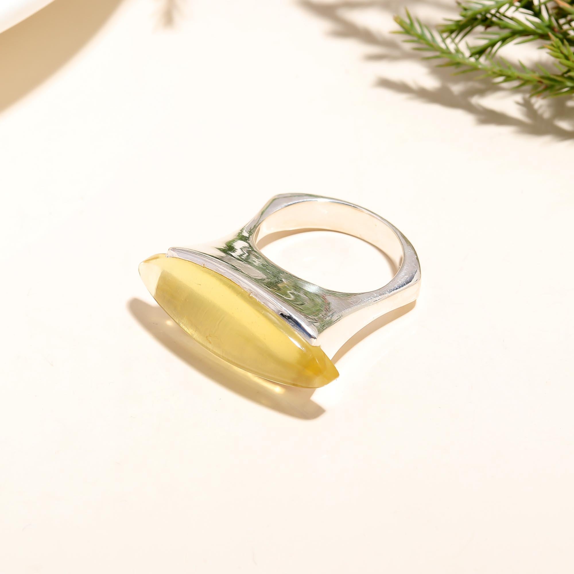 925 Silver Yellow Quartz Ring