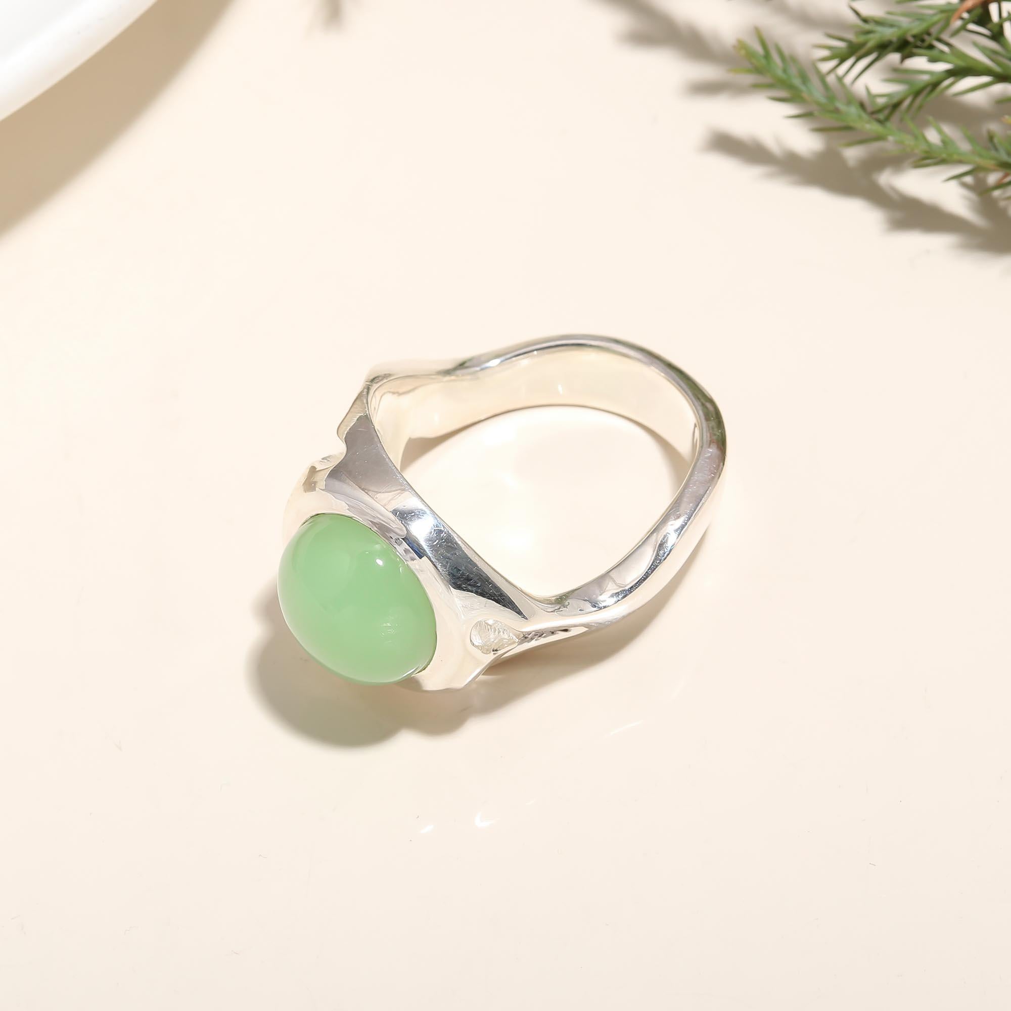 925 Silver Green Chalcedony Ring