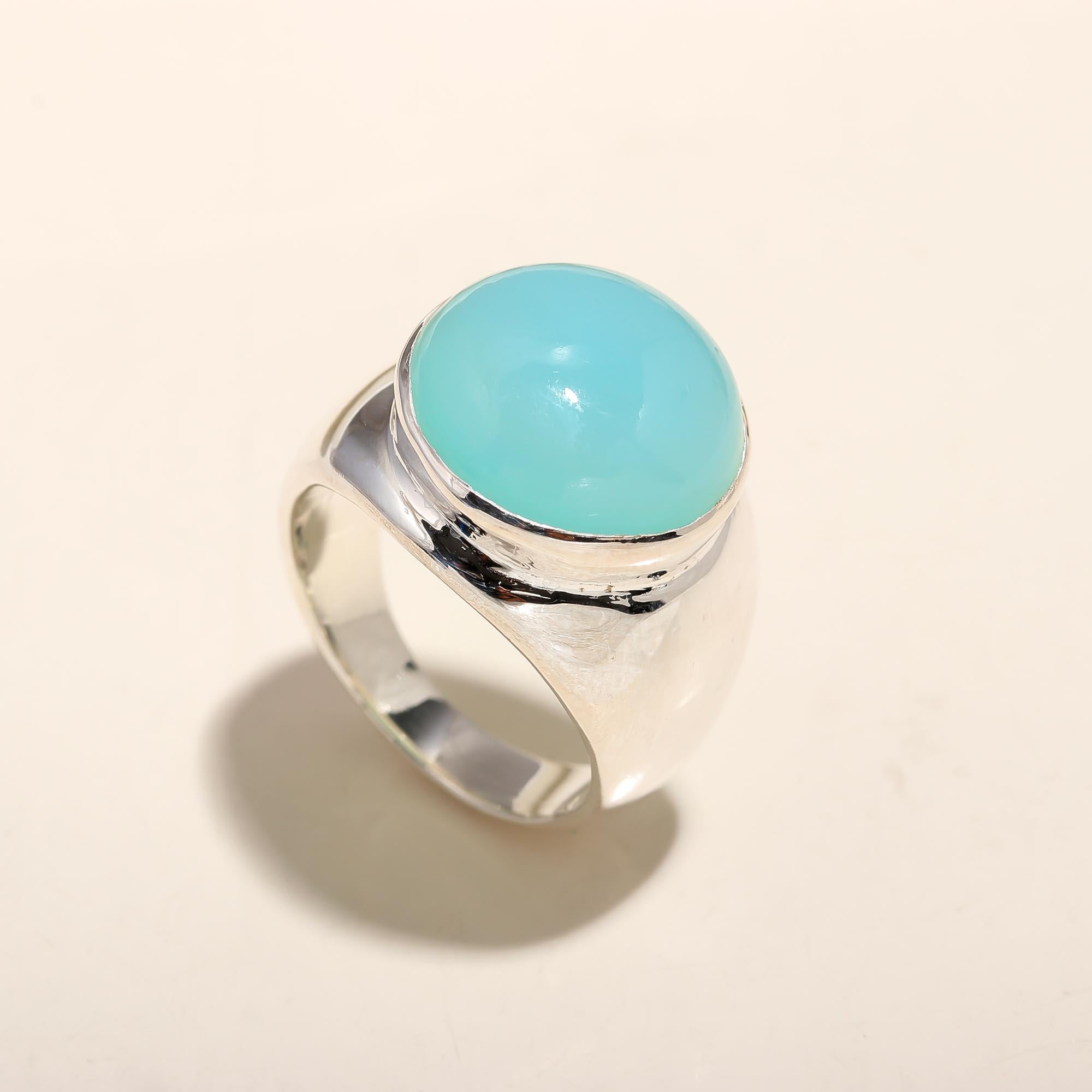 925 Silver Blue Chalcedony Ring