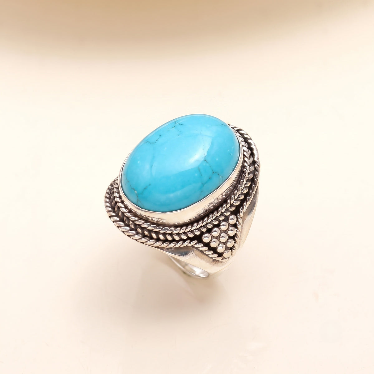 The Mystic Fortress: Labradorite & Silver Granulated Ring