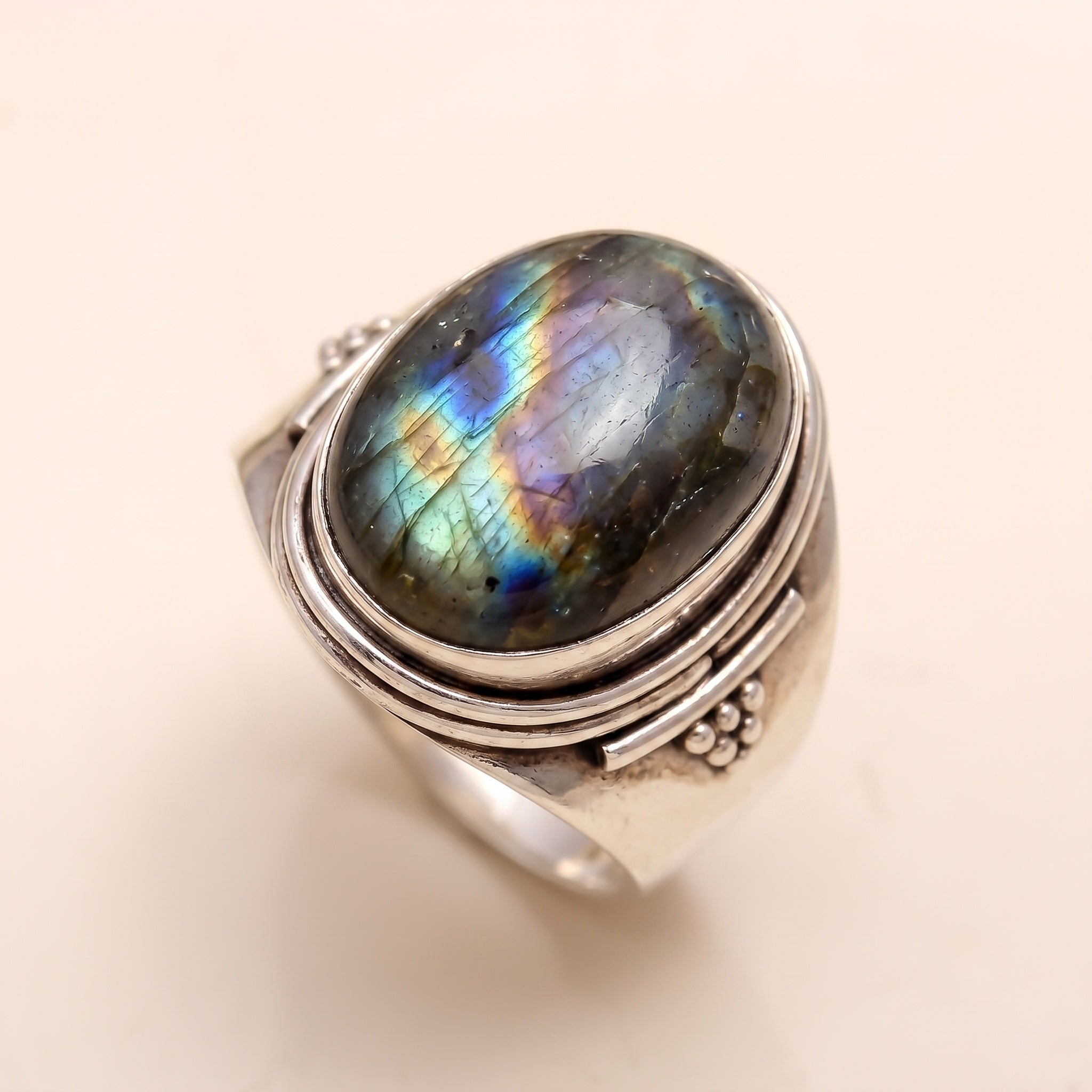 925 Silver Oval Moonstone Ring