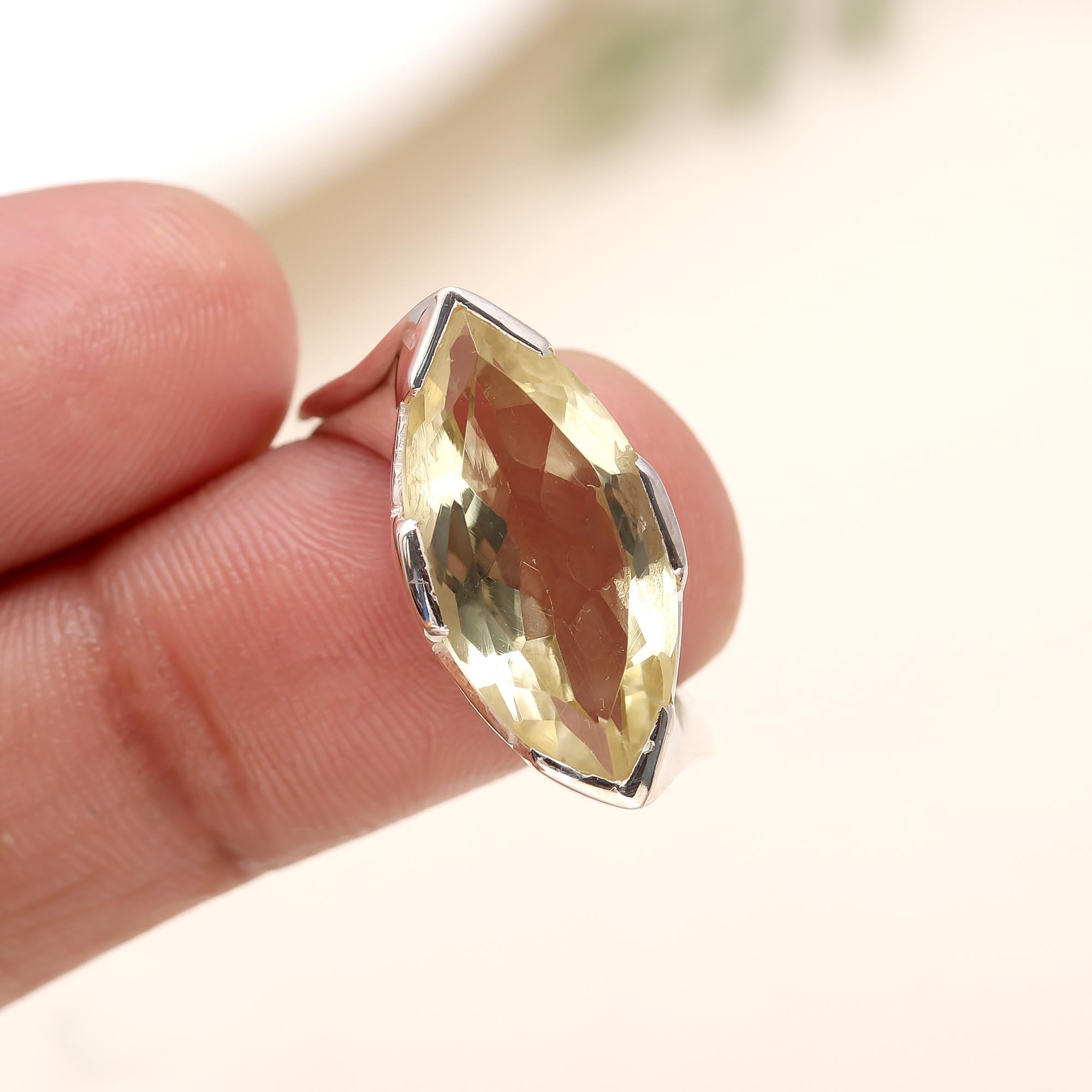 925 Silver Lemon Quartz Ring