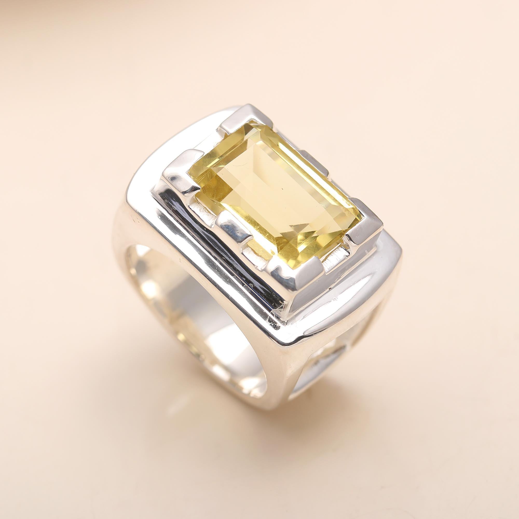 925 Silver Lemon Quartz Ring