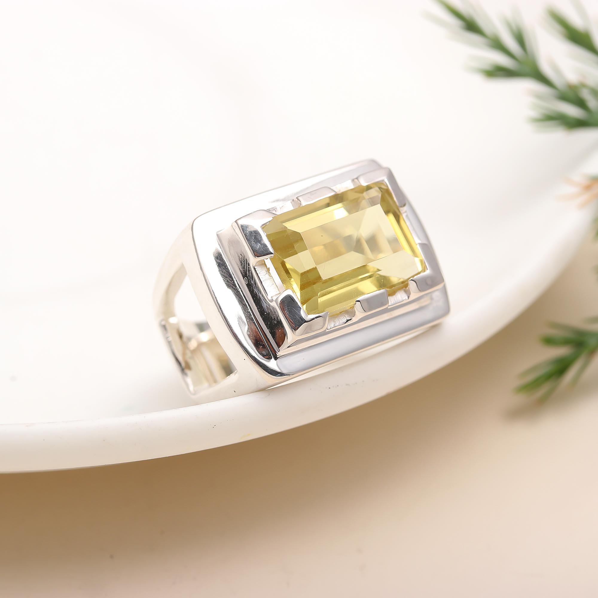 925 Silver Lemon Quartz Ring