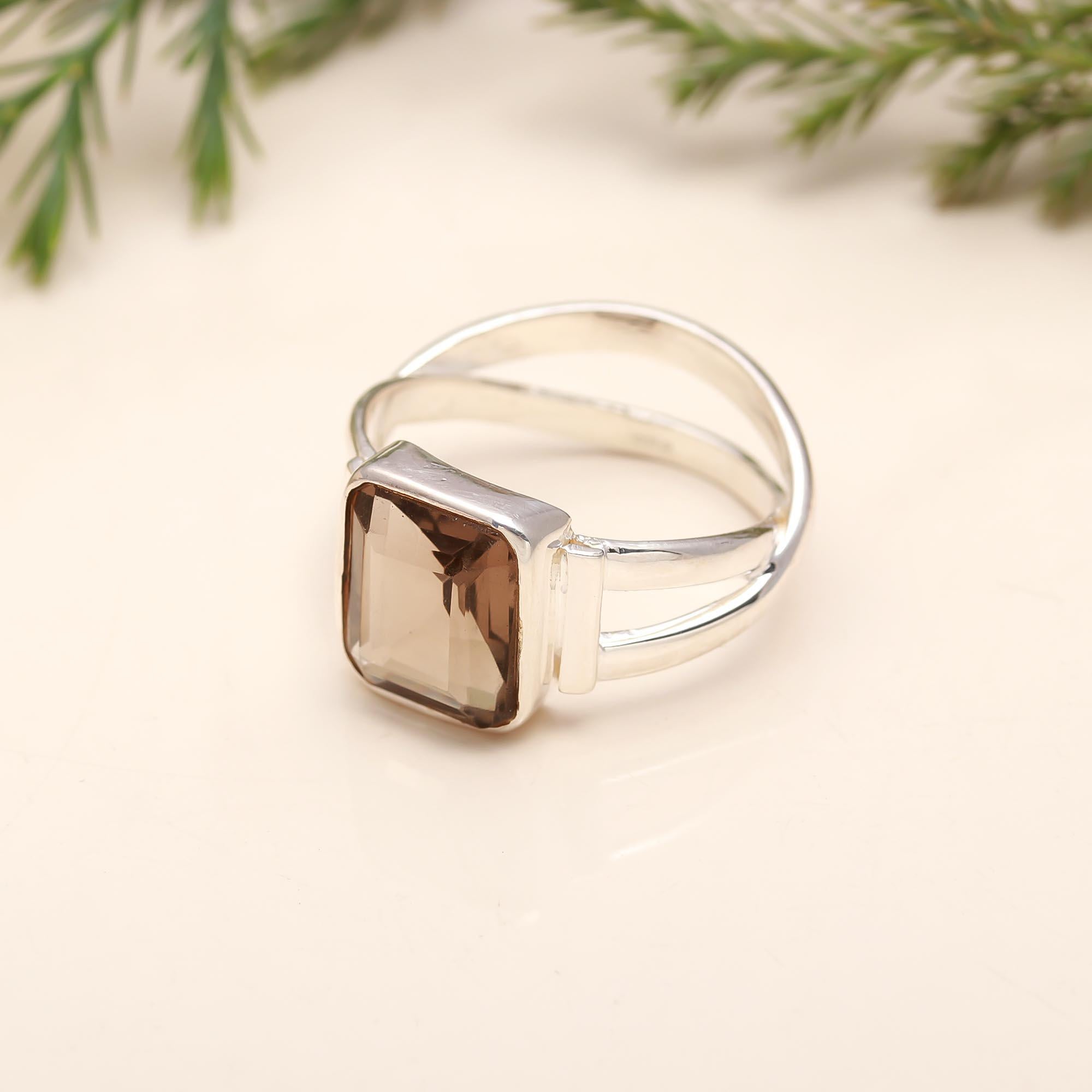 925 Silver Smoky Quartz Ring