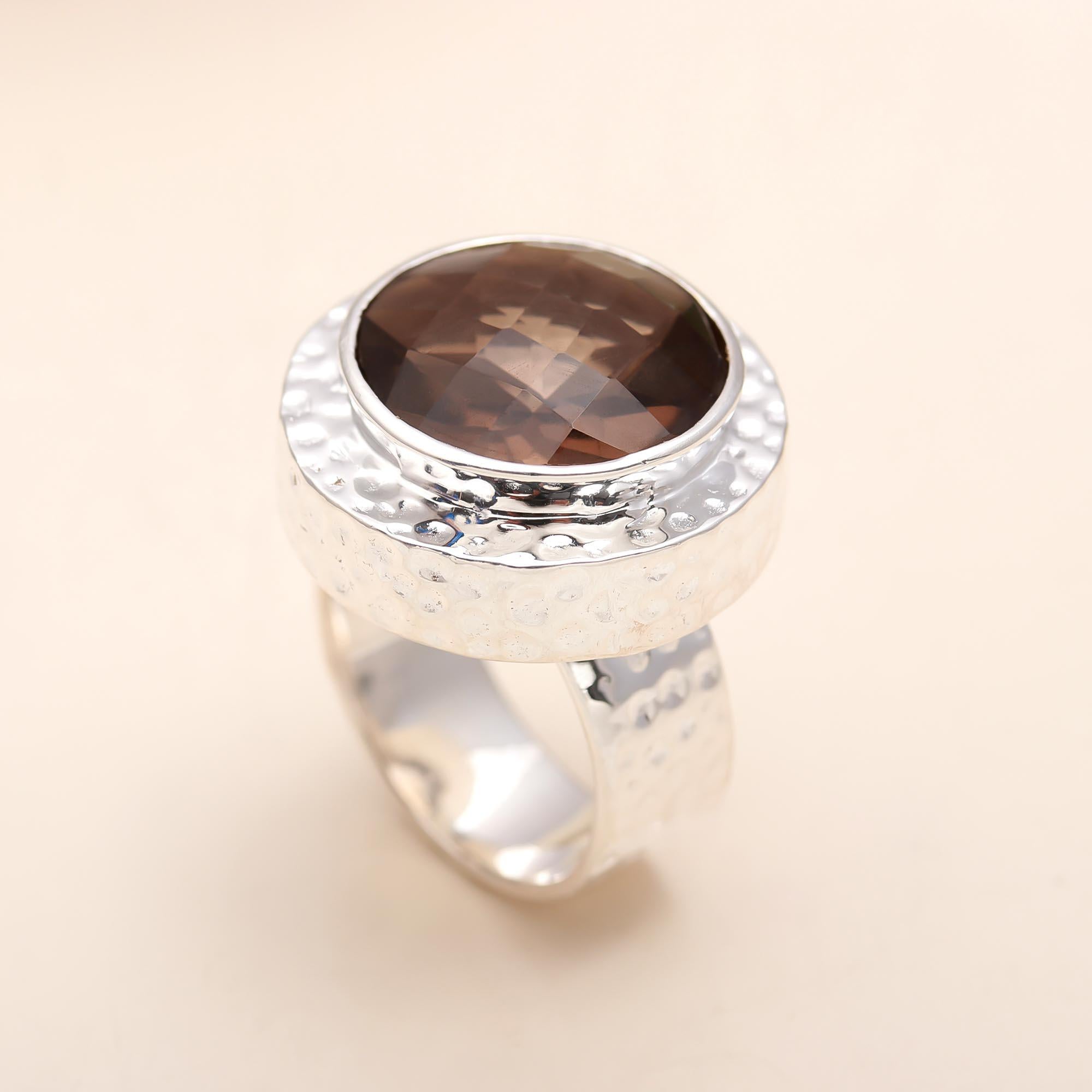 925 Silver Smoky Quartz Ring