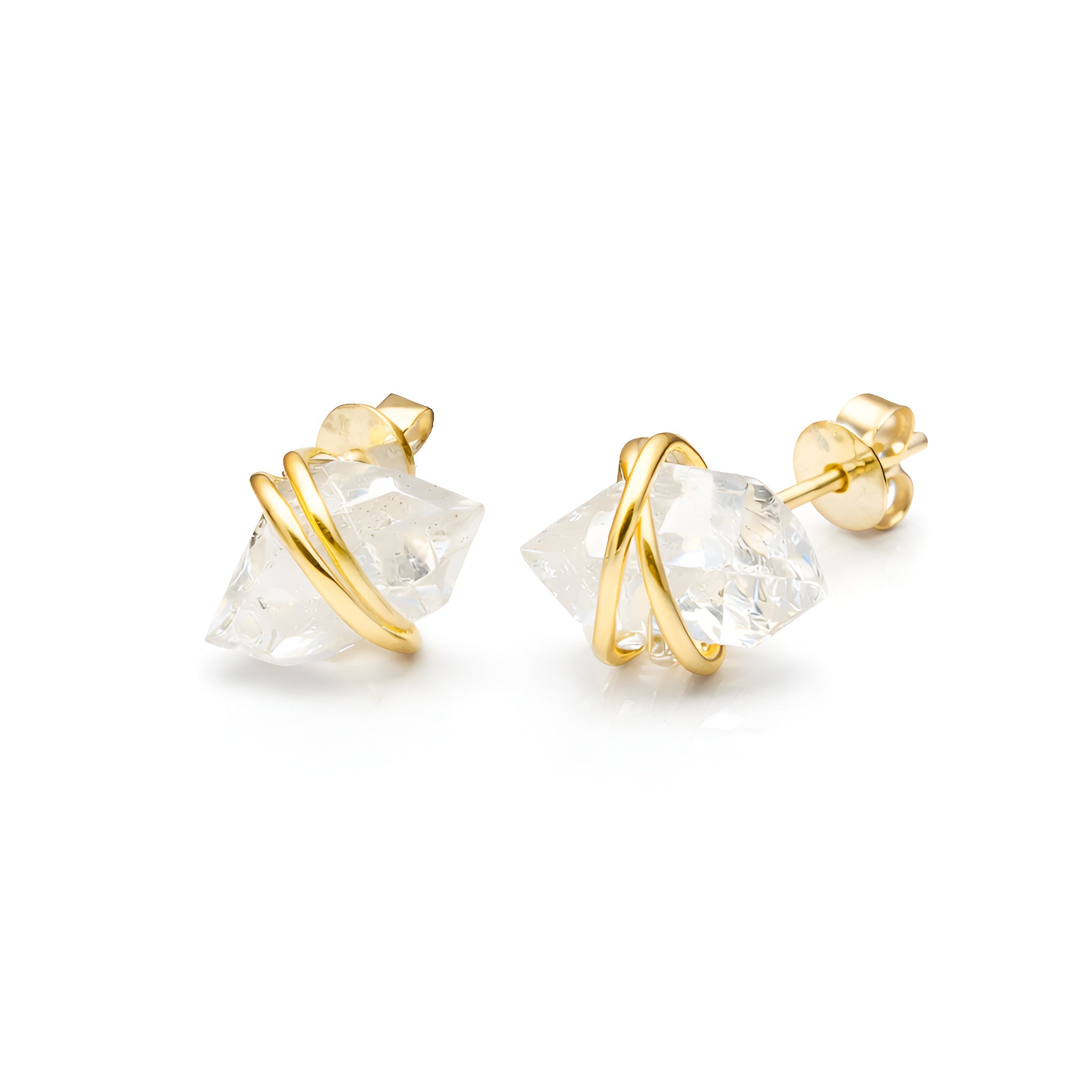 The Crystalline Nest: Raw Herkimer Diamond & Silver Wire Studs