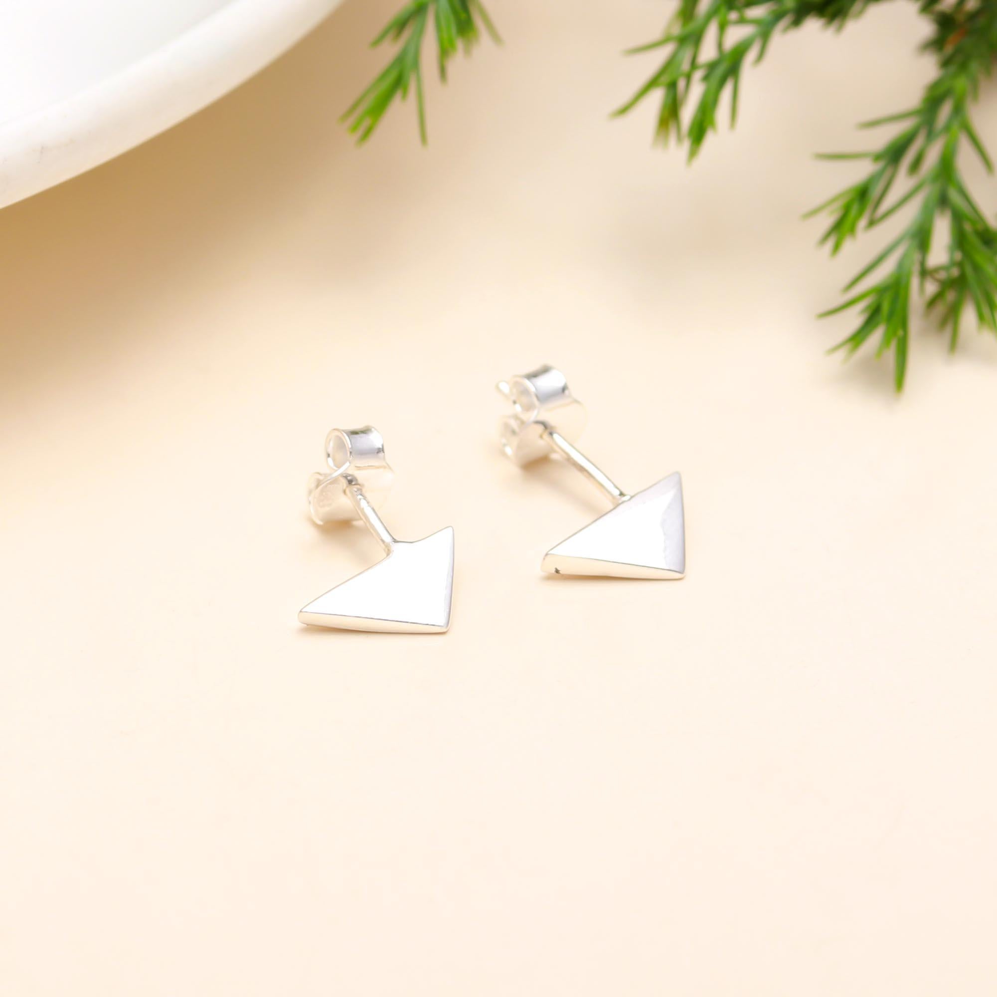 925 Silver Triangle Stud Earrings