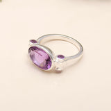 Handmade 925 Sterling Silver Multi-Amethyst Ring